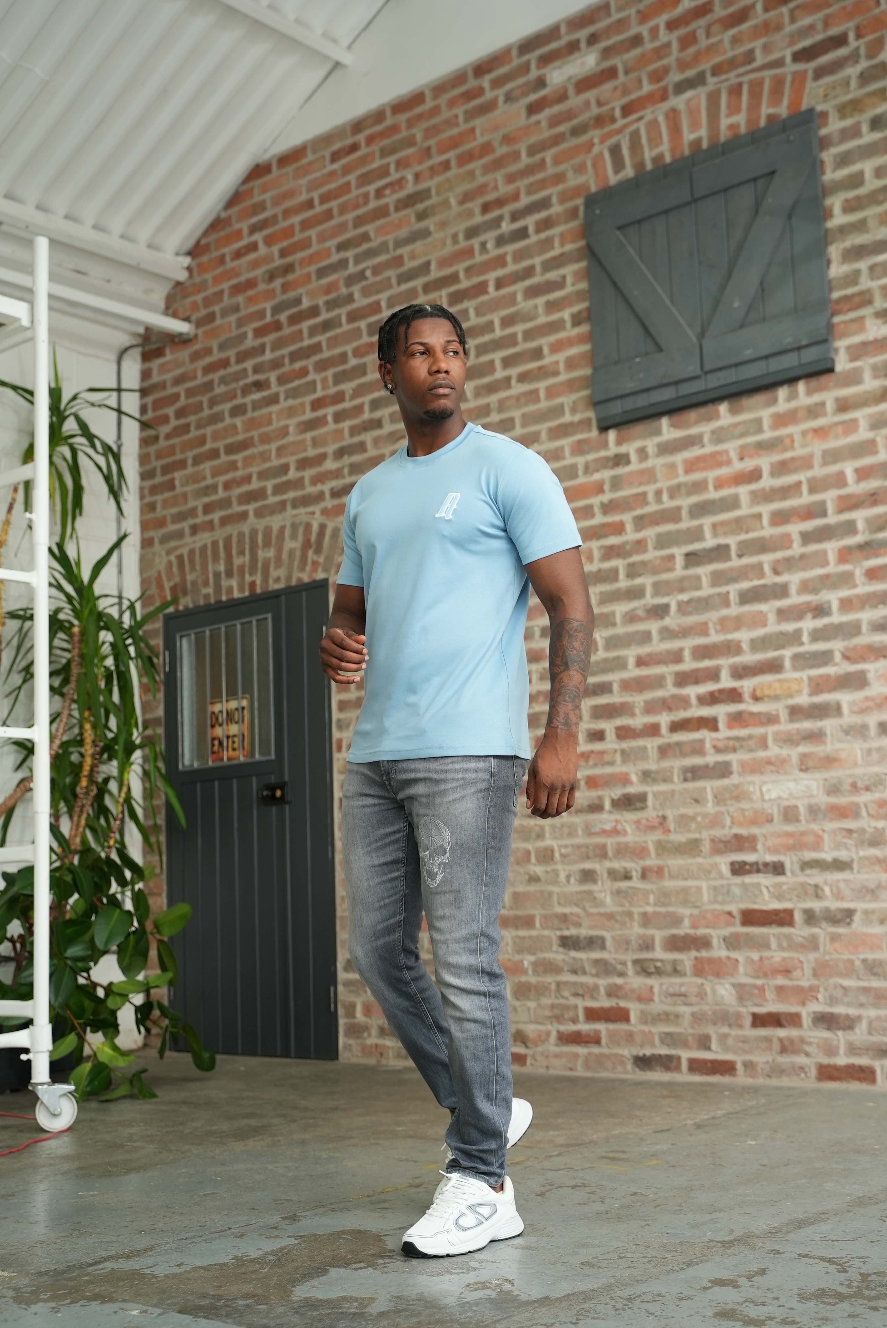 Amico embroidery luxury Tee Baby Blue - Image 4