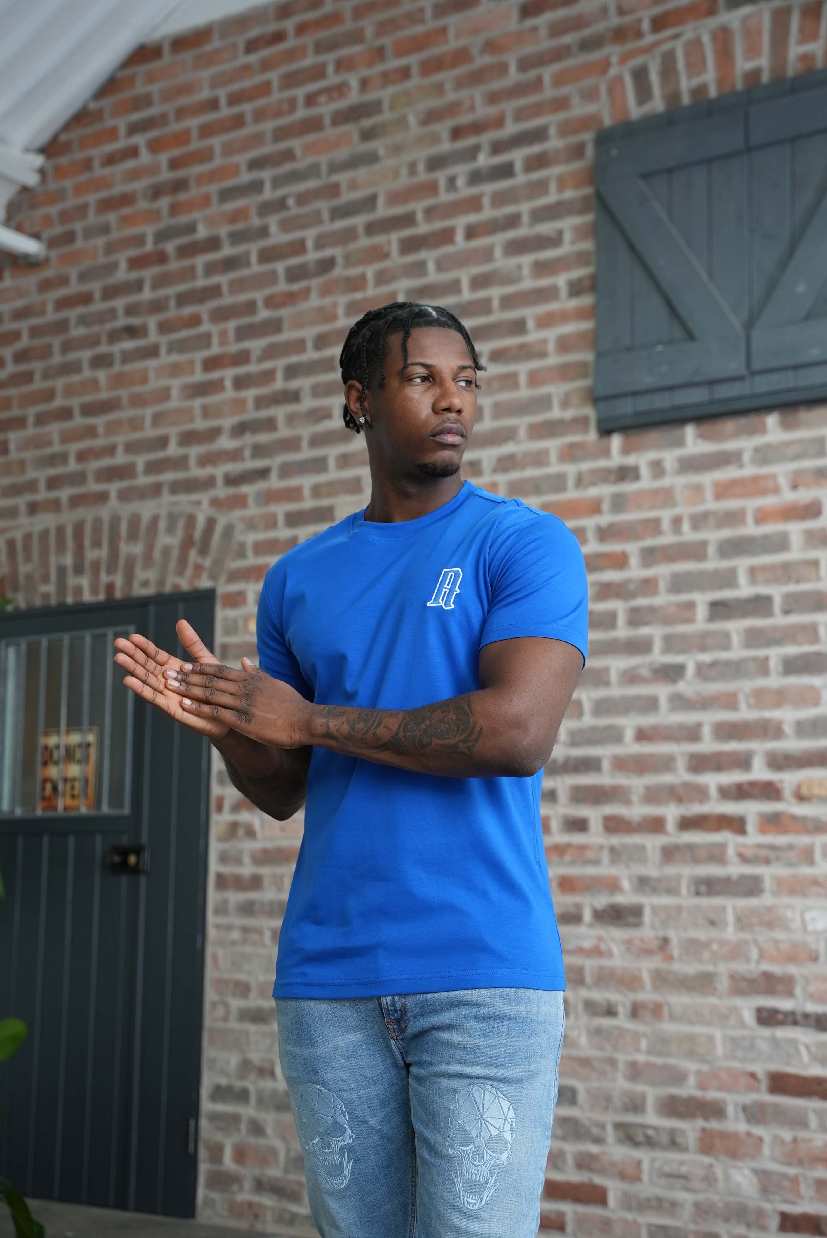 Amico embroidery luxury Tee Blue - Image 19