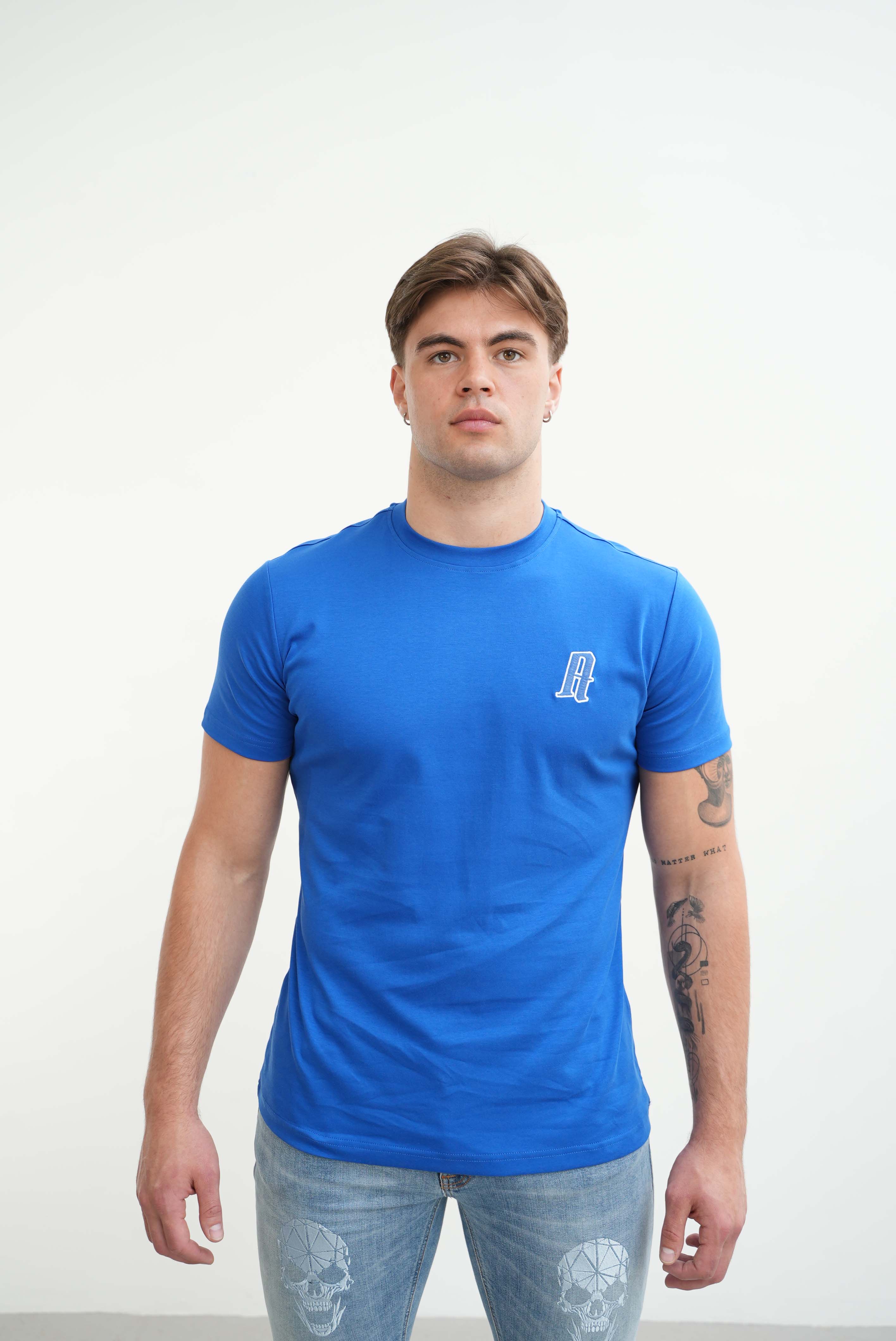 Amico embroidery luxury Tee Blue - Image 3