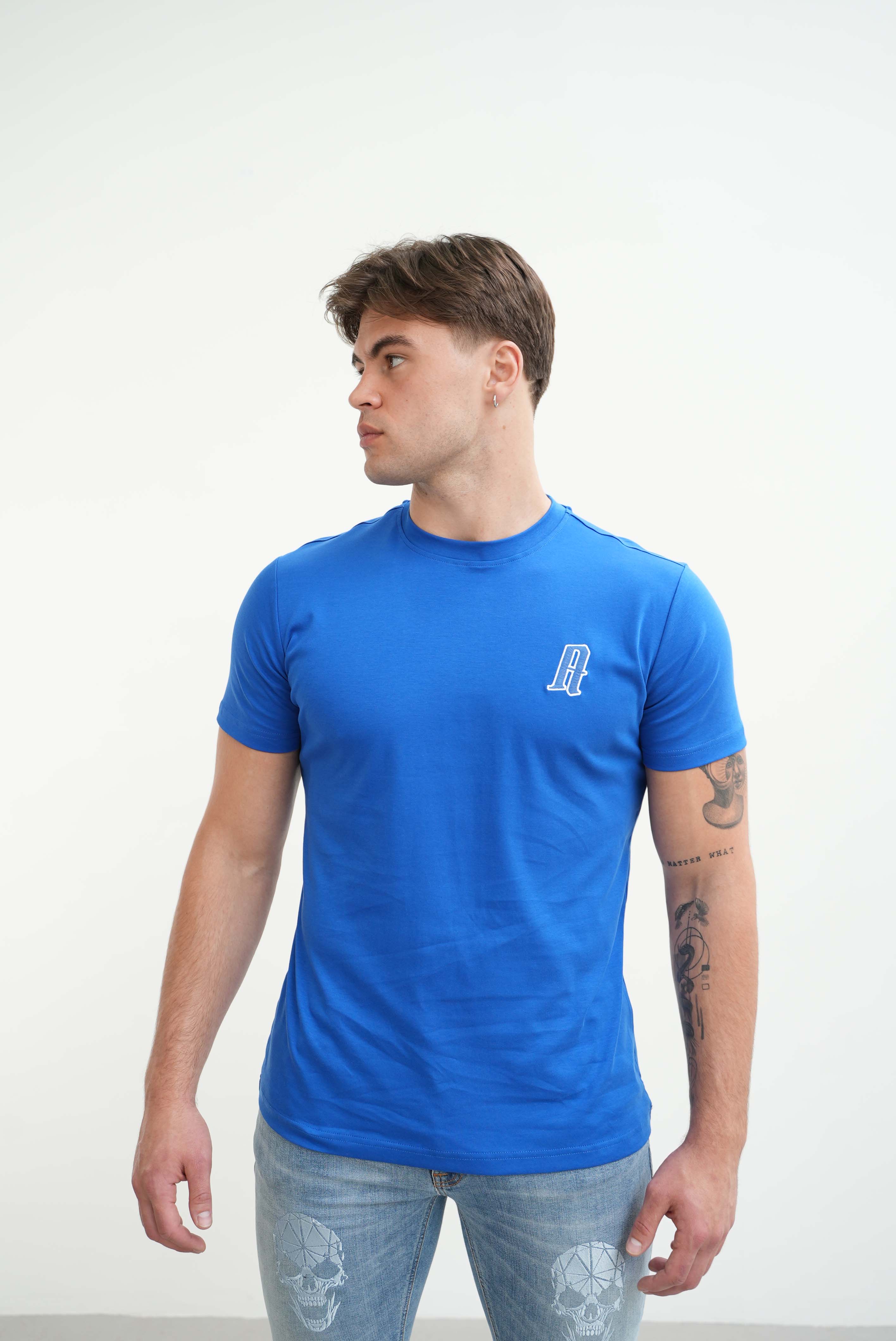 Amico embroidery luxury Tee Blue - Image 5