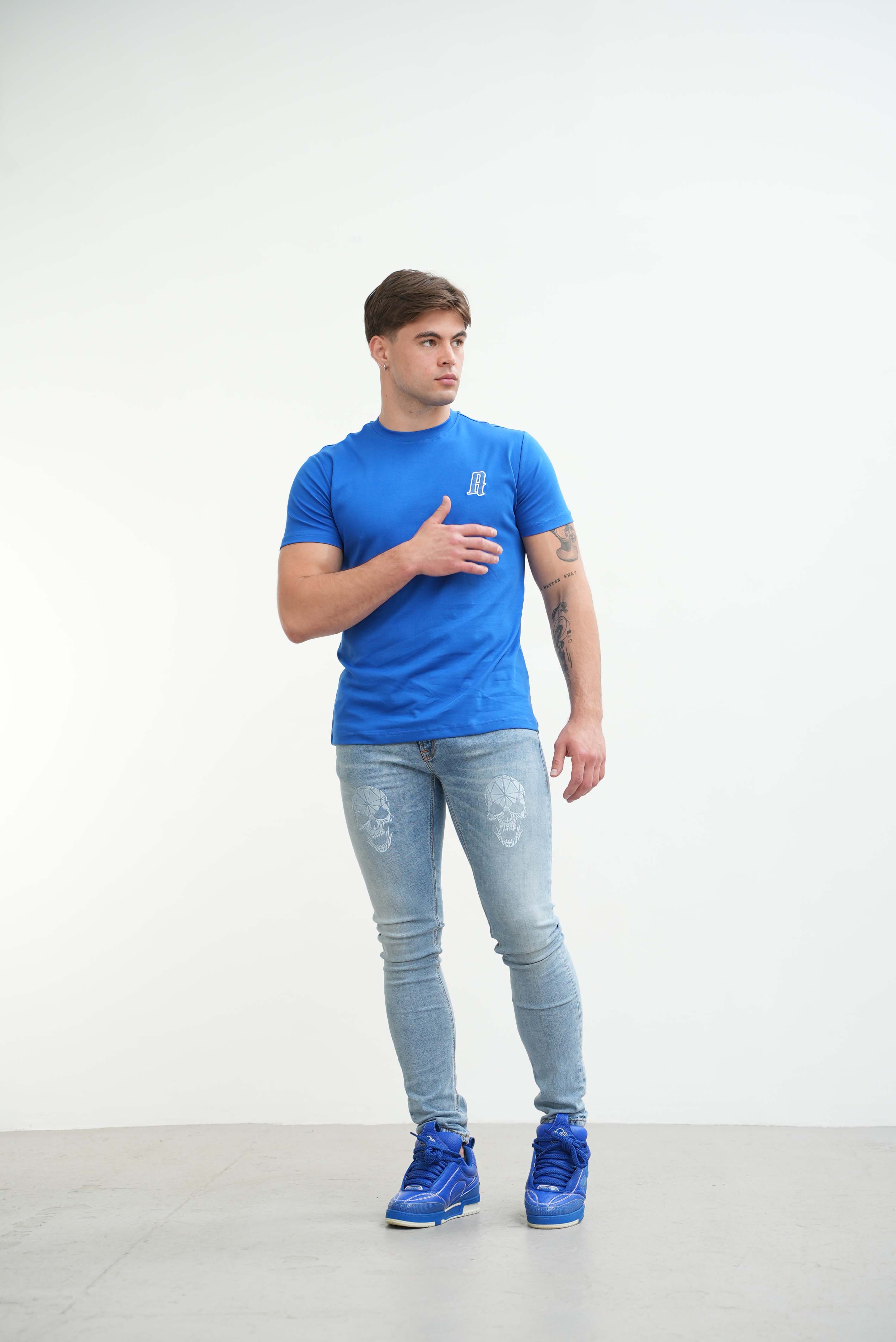 Amico embroidery luxury Tee Blue - Image 6