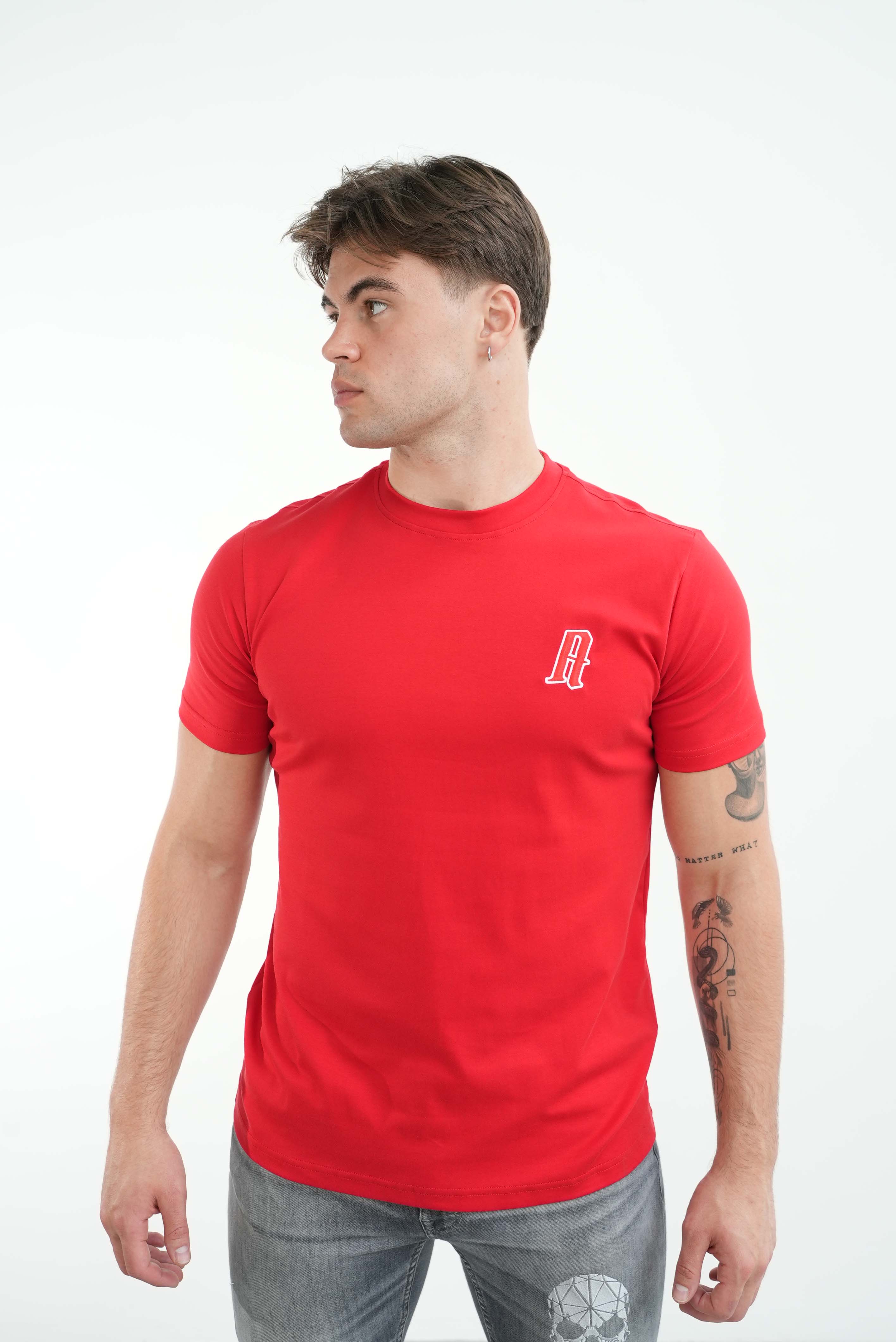 Amico embroidery luxury Tee Red - Image 3