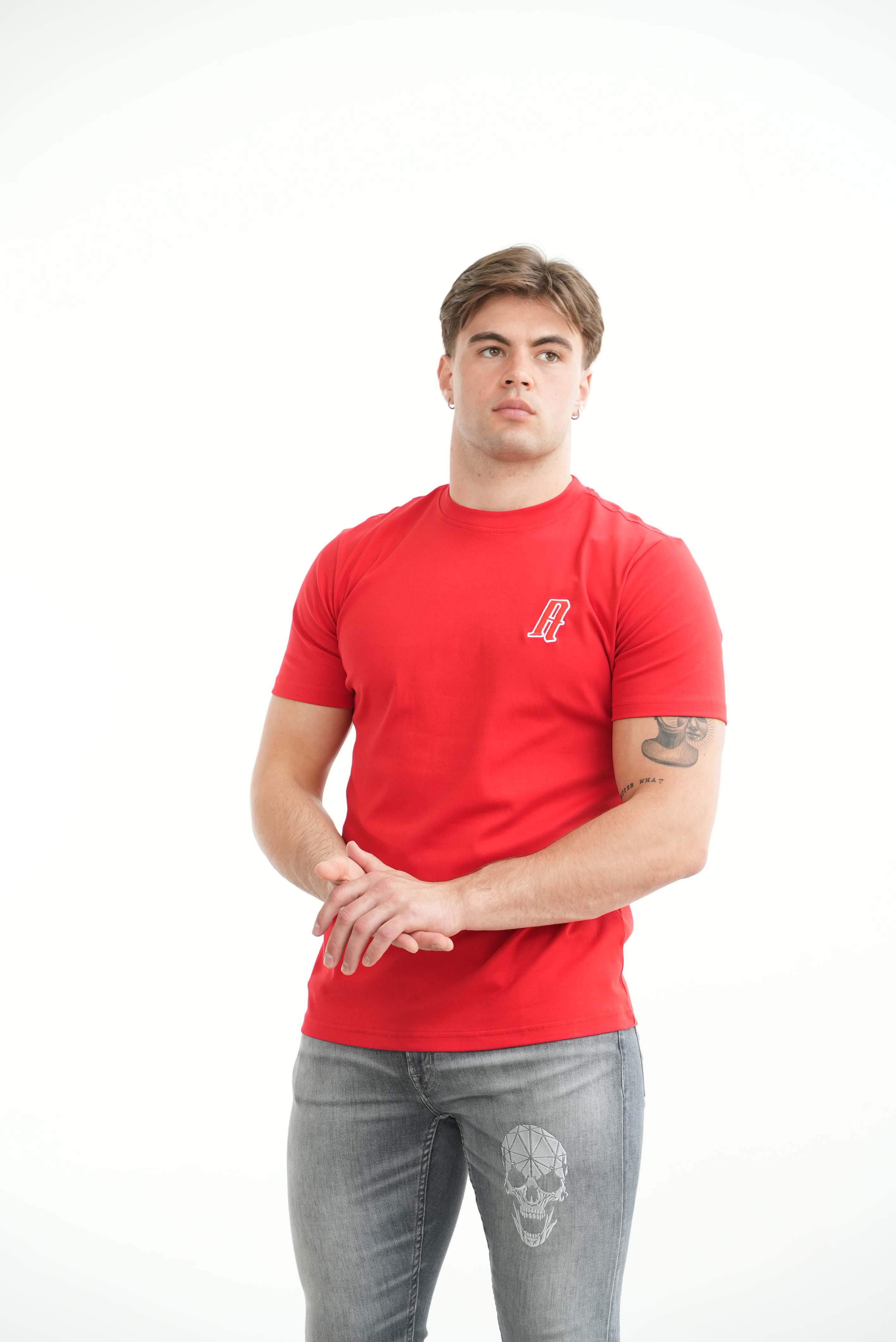 Amico embroidery luxury Tee Red - Image 6