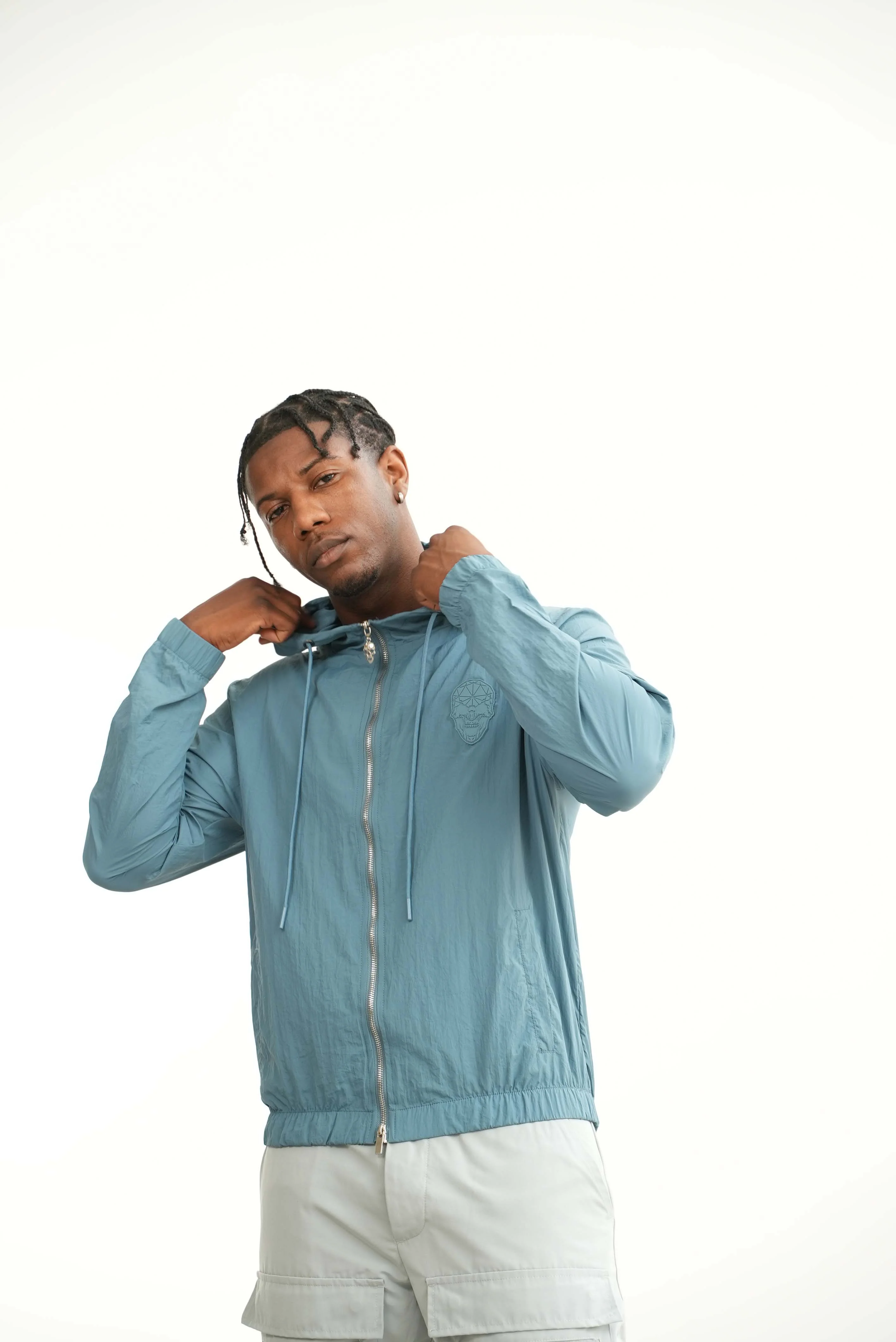 Amico skull badge windbreaker Steel Blue - Image 3