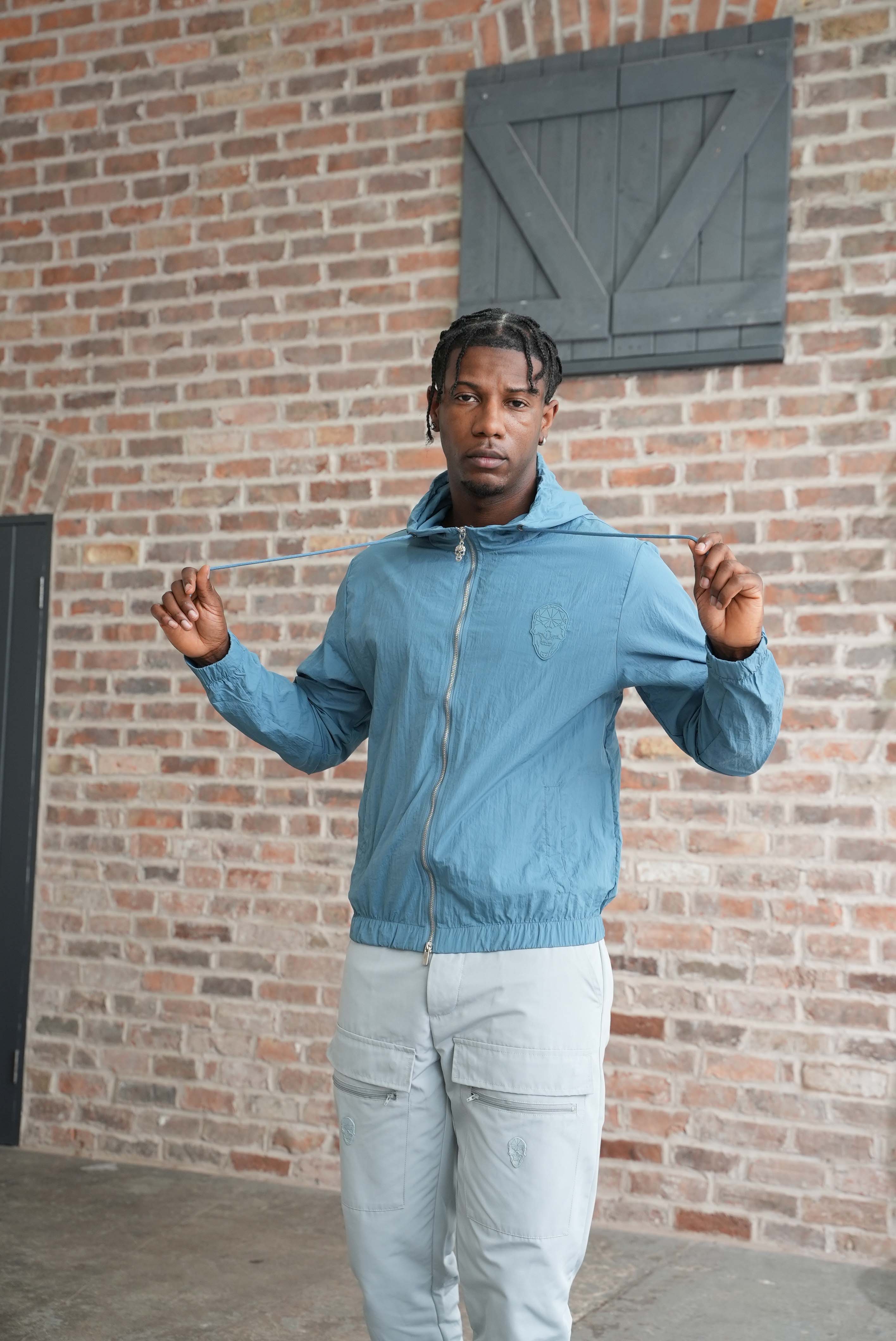 Amico skull badge windbreaker Steel Blue - Image 7