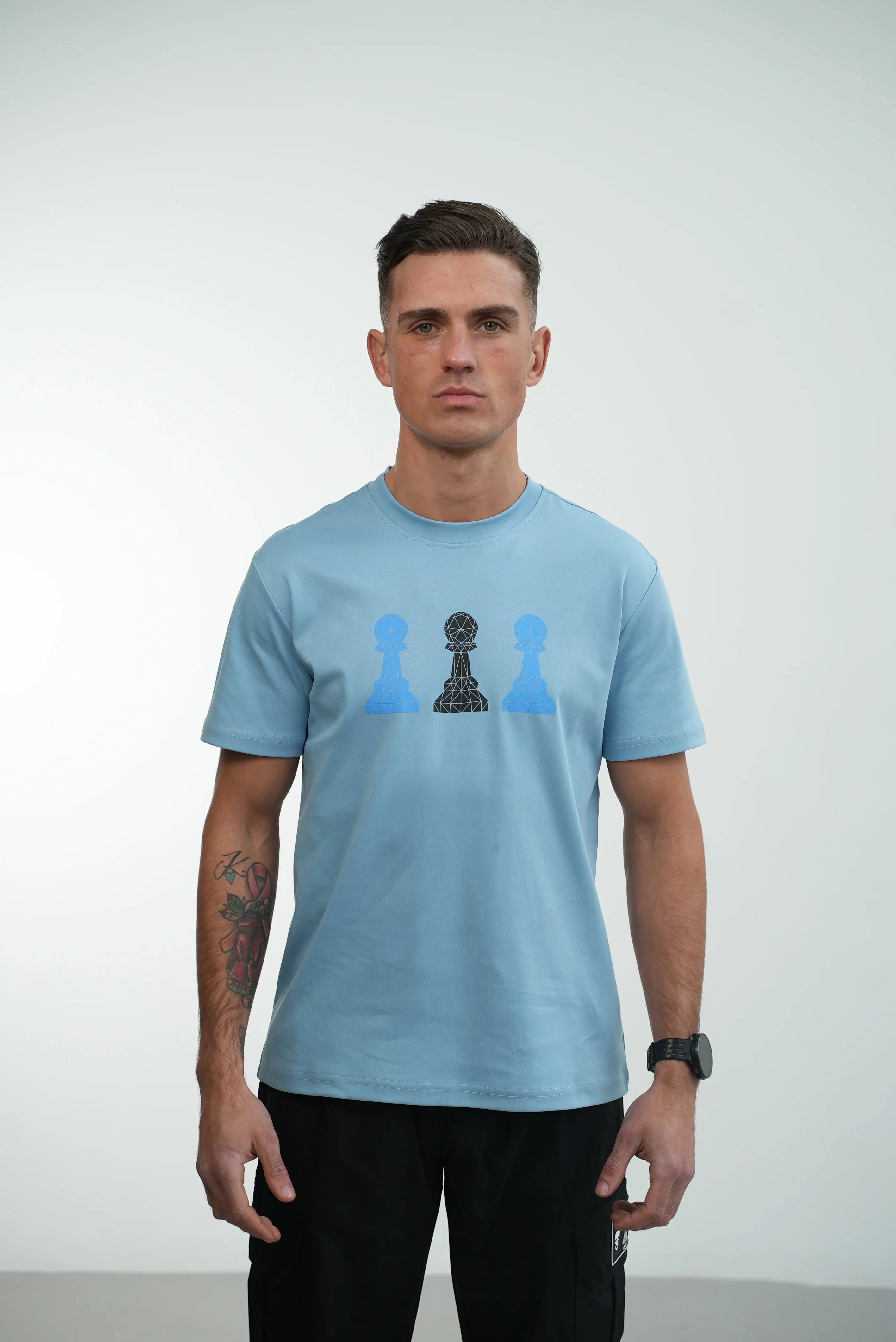 Amico Tri-Pawn Baby Blue Blue/Black Tee - Image 24
