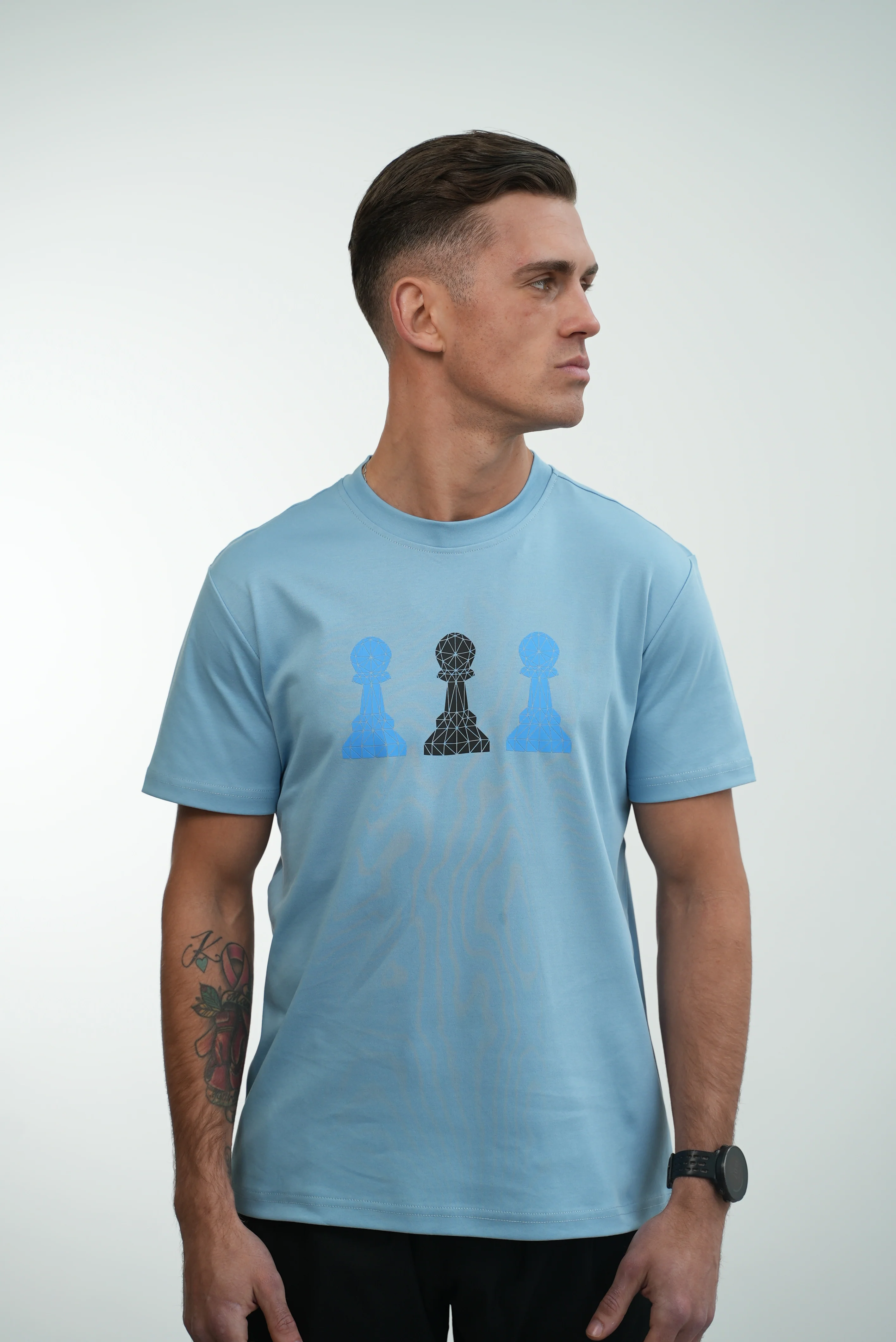Amico Tri-Pawn Baby Blue Blue/Black Tee - Image 25
