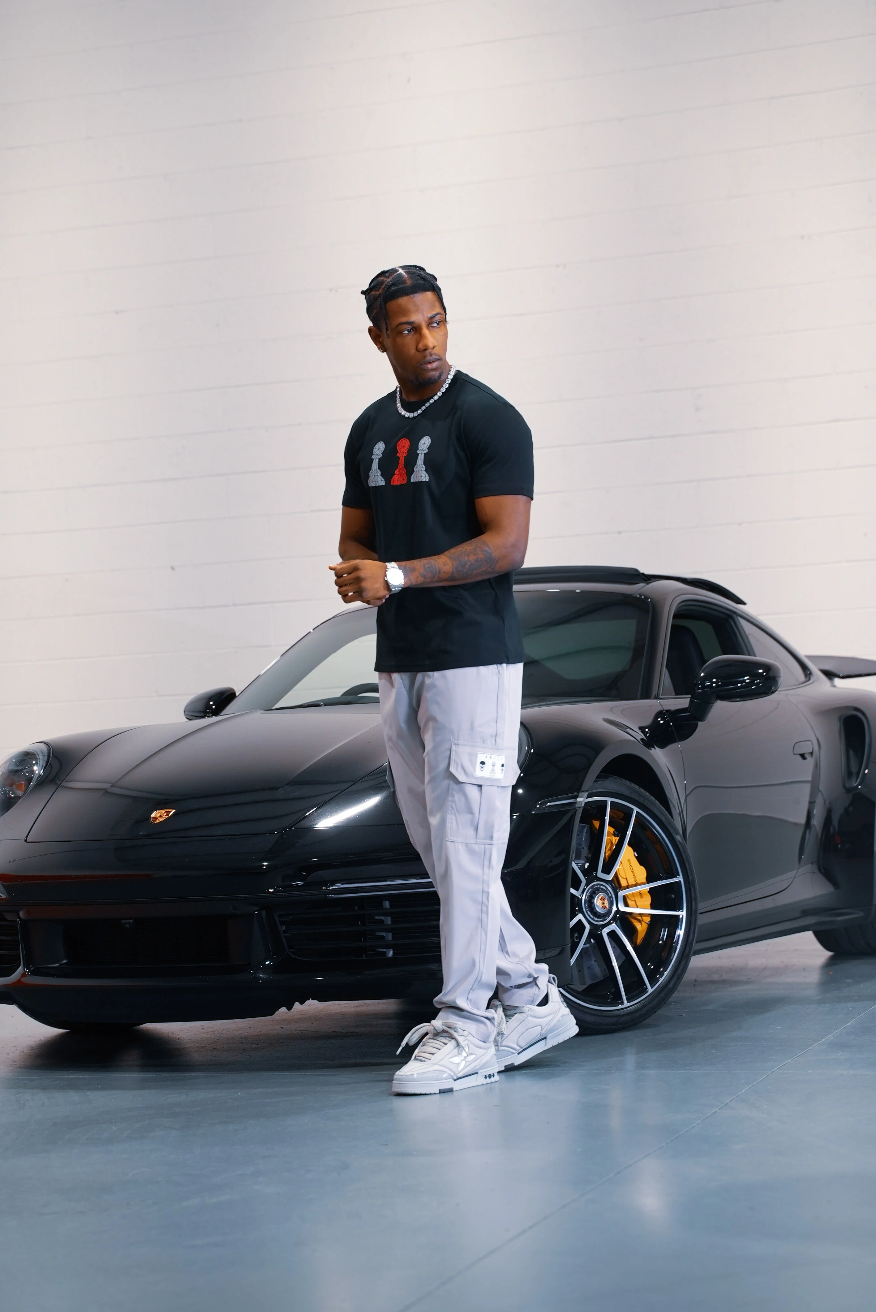 Men’s Amico Grey & Red Tri Pawn T-Shirt - Image 4