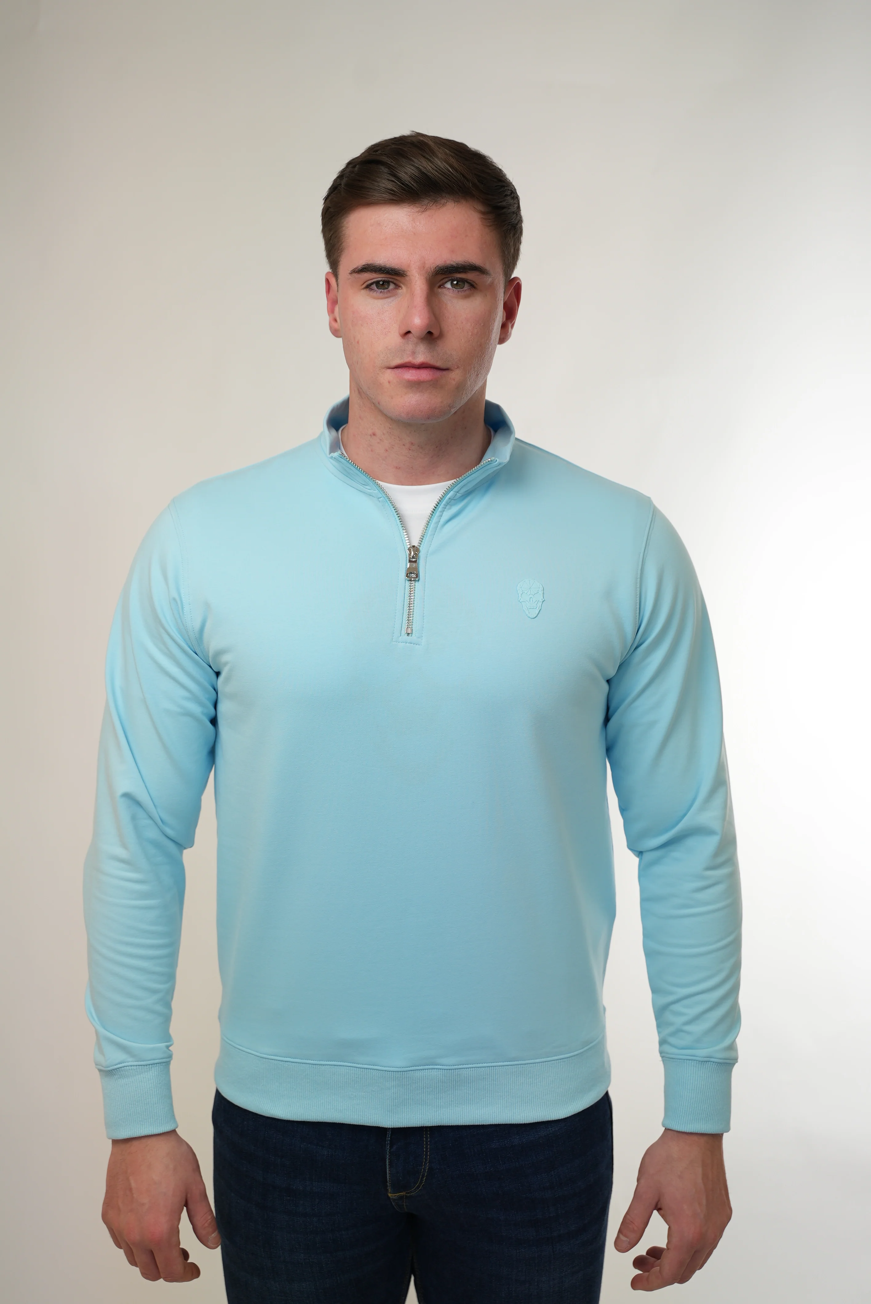 Men's Amico Baby Blue Half Zip Top - Image 3