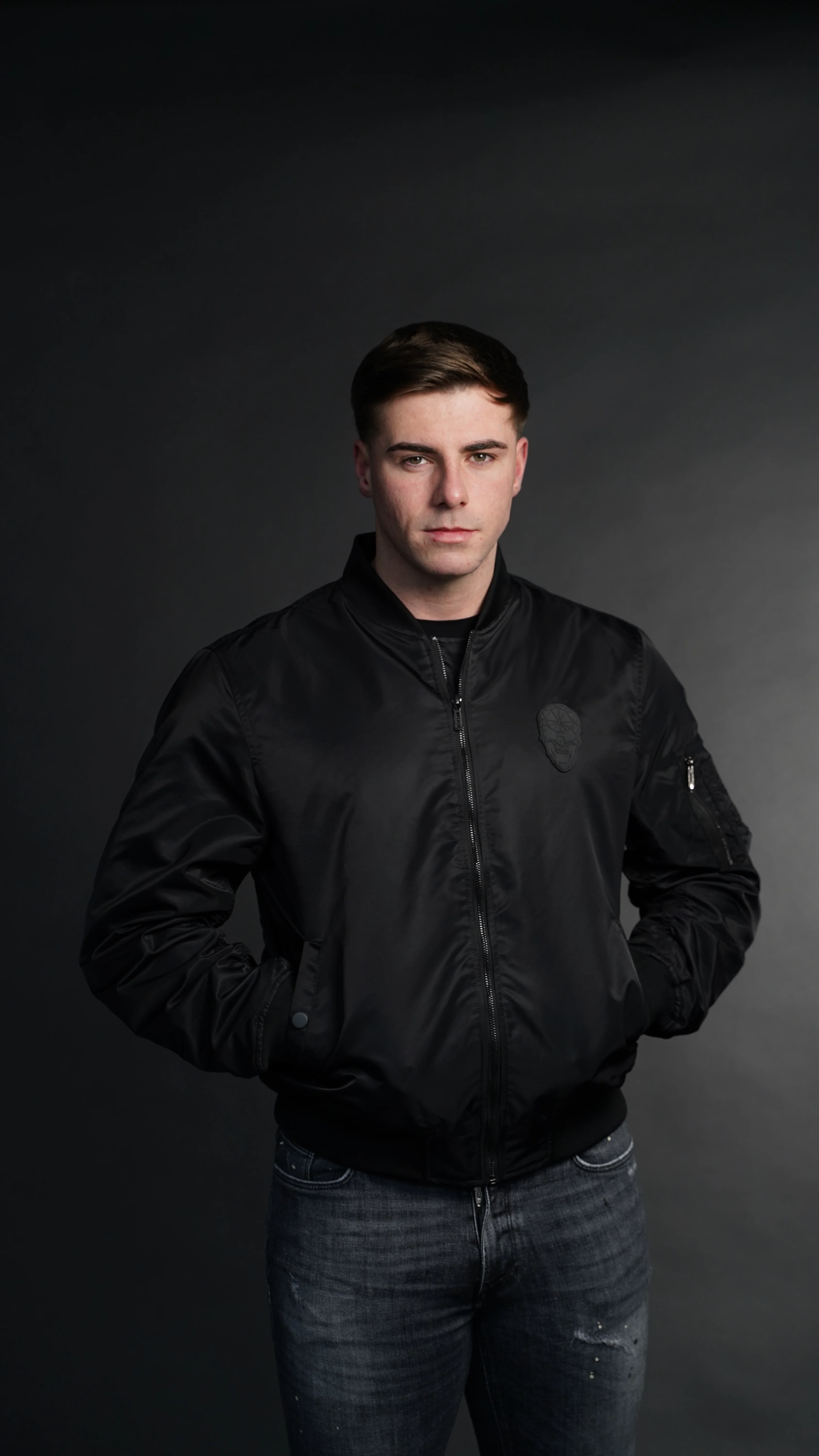 Men's Amico Black Bomber Jacket - Image 3