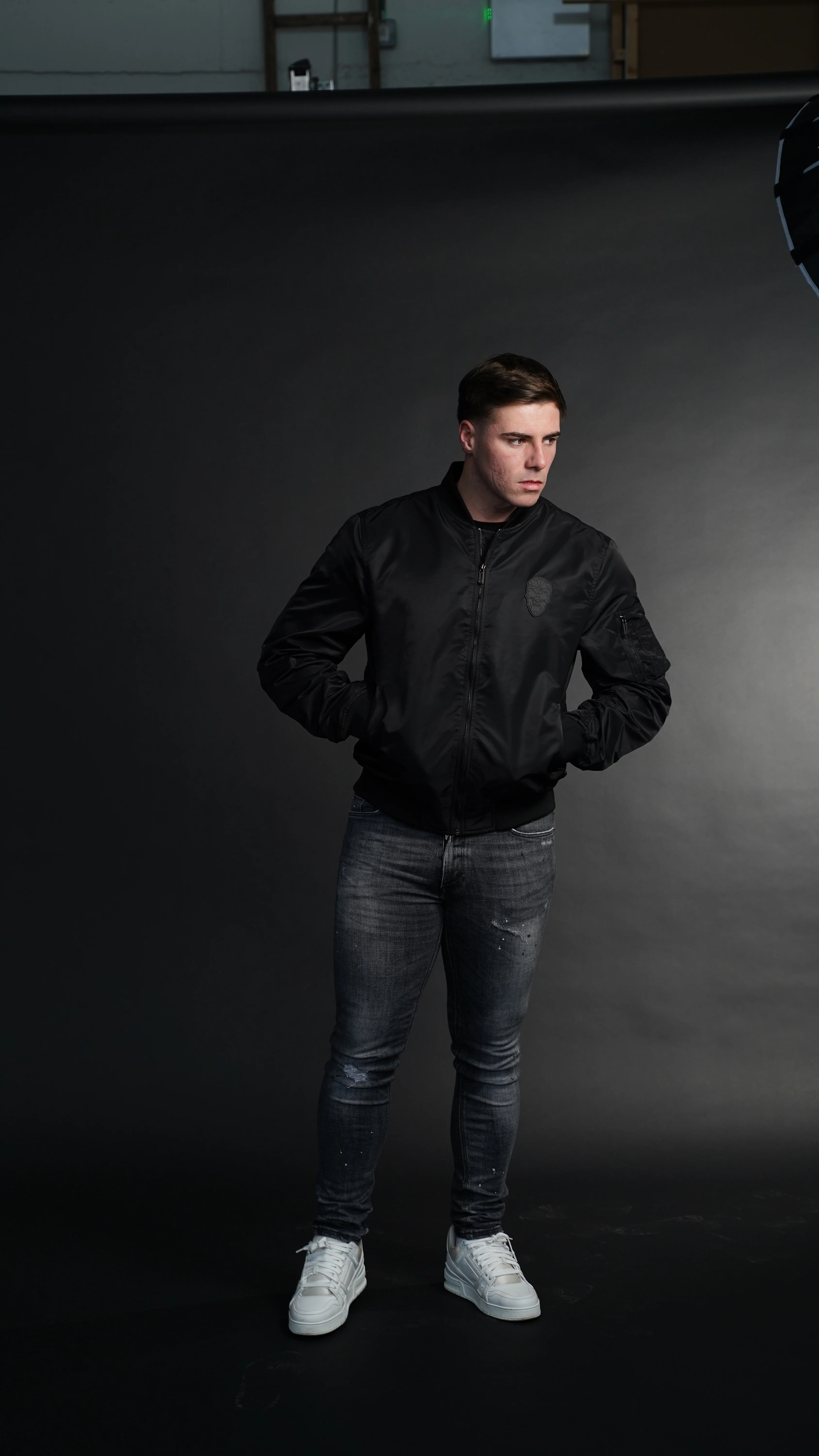 Men's Amico Black Bomber Jacket - Image 4