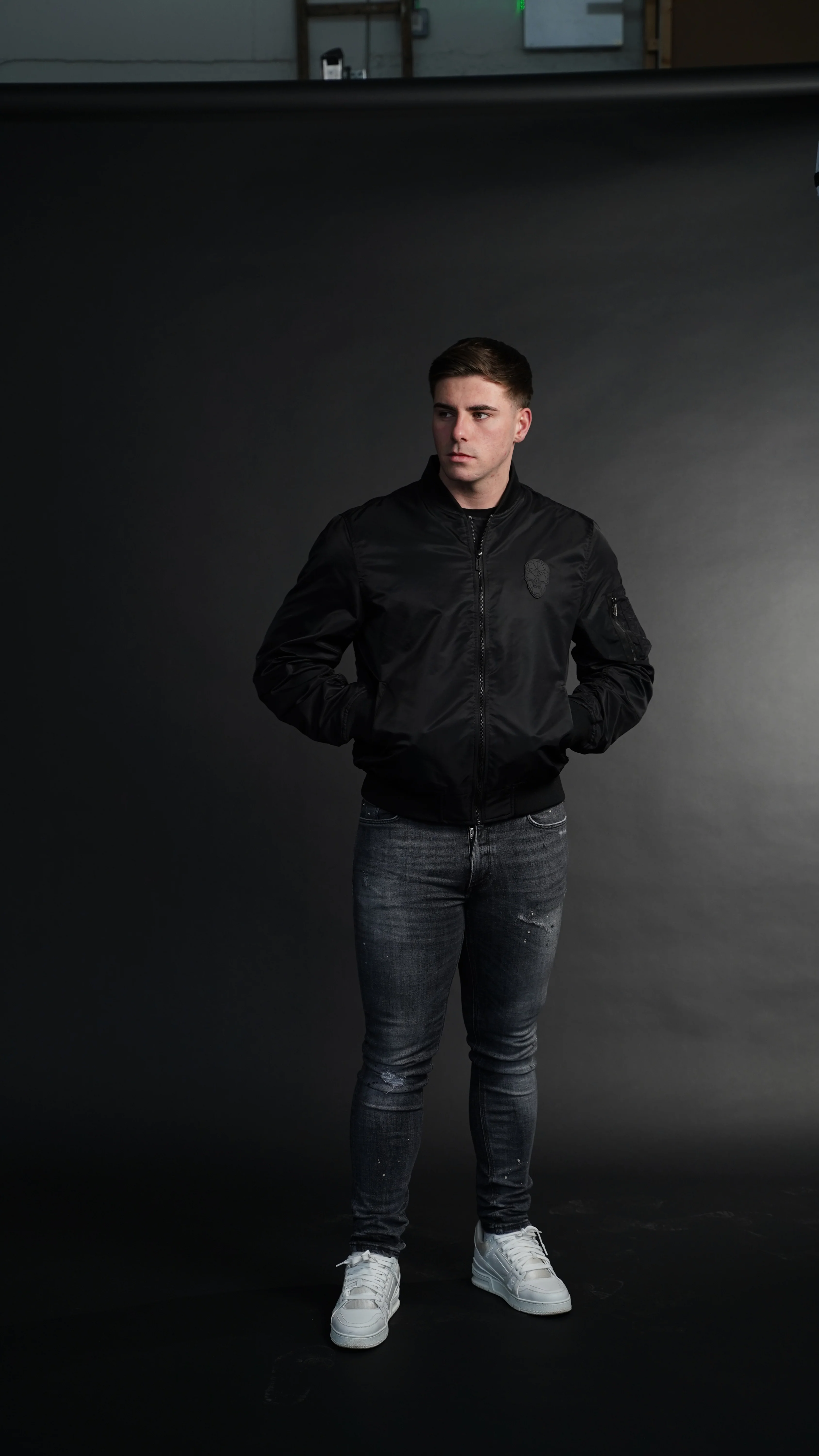 Men's Amico Black Bomber Jacket - Image 5