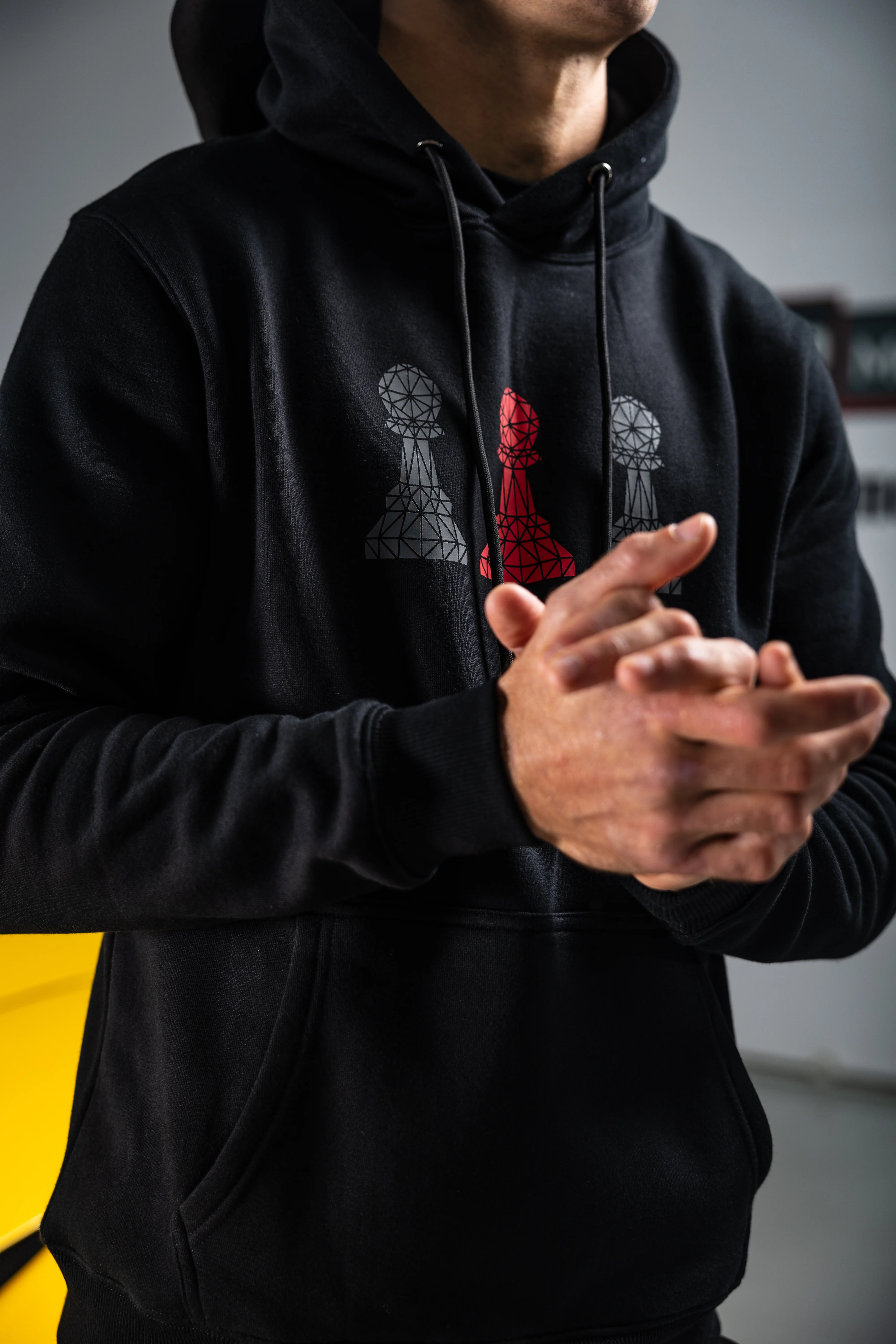 Men's Amico Black Red White Tri Pawn Hoodie - Image 4