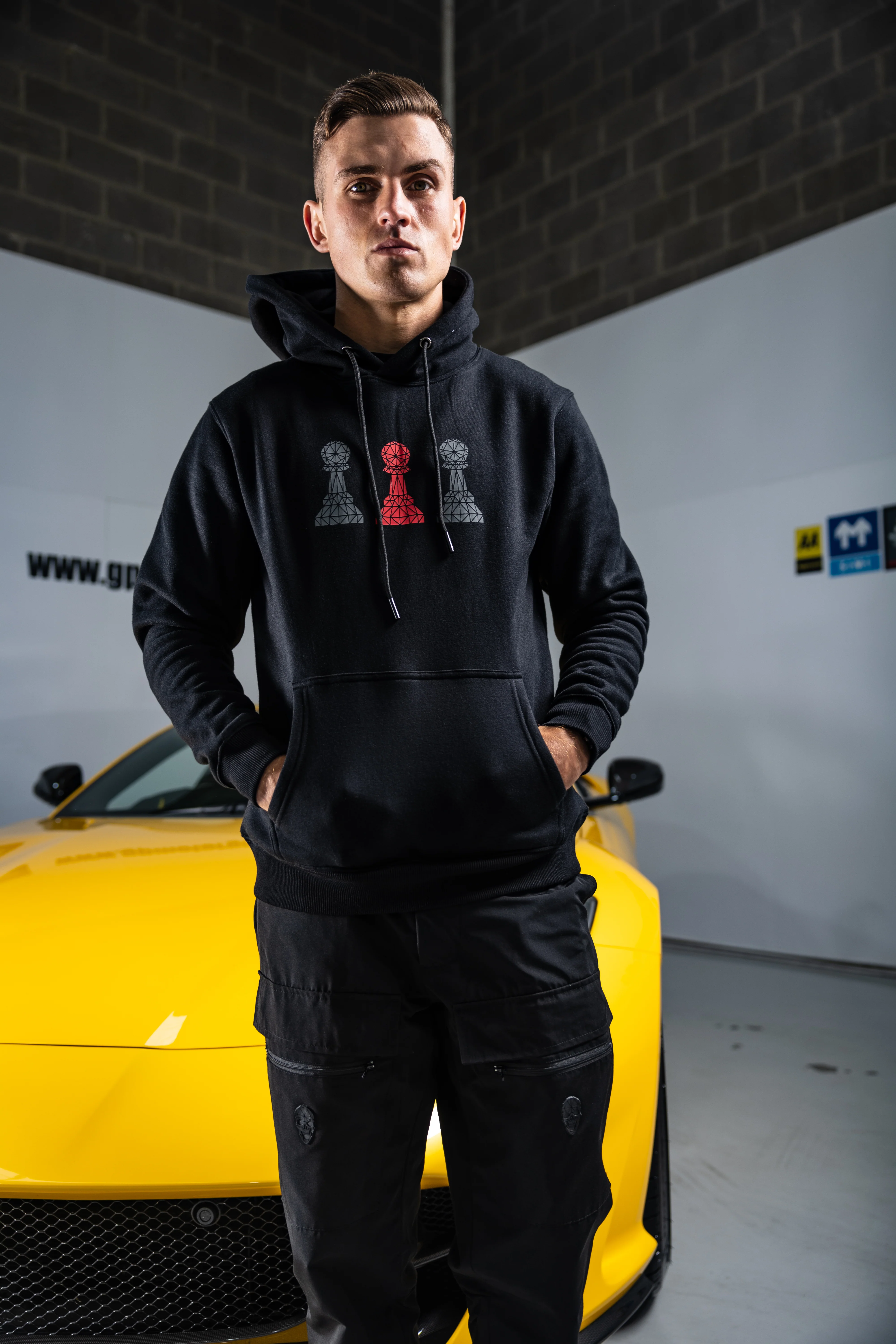 Men's Amico Black Red White Tri Pawn Hoodie - Image 5