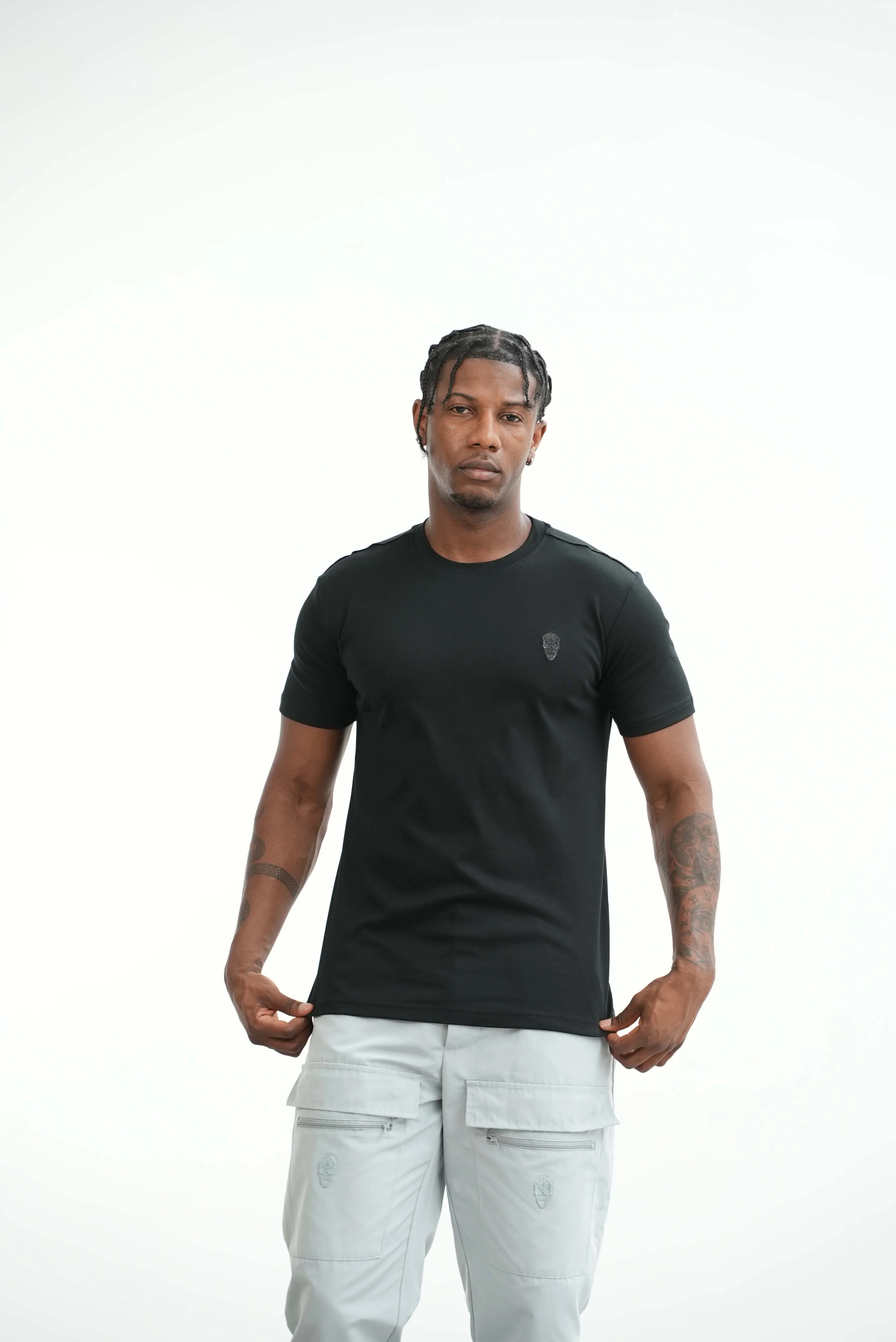 Men's Amico Double Skull Badge Cargos Grey - Image 12