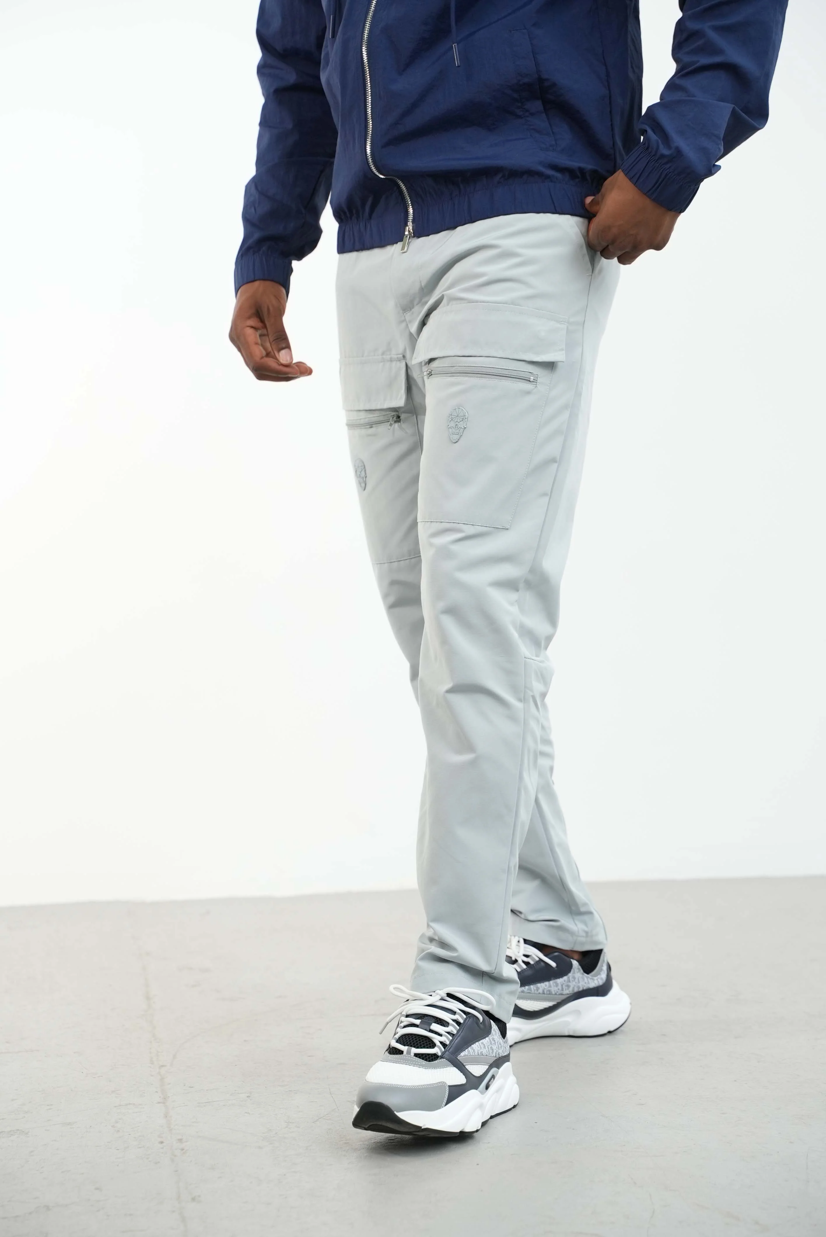 Men's Amico Double Skull Badge Cargos Grey - Image 3