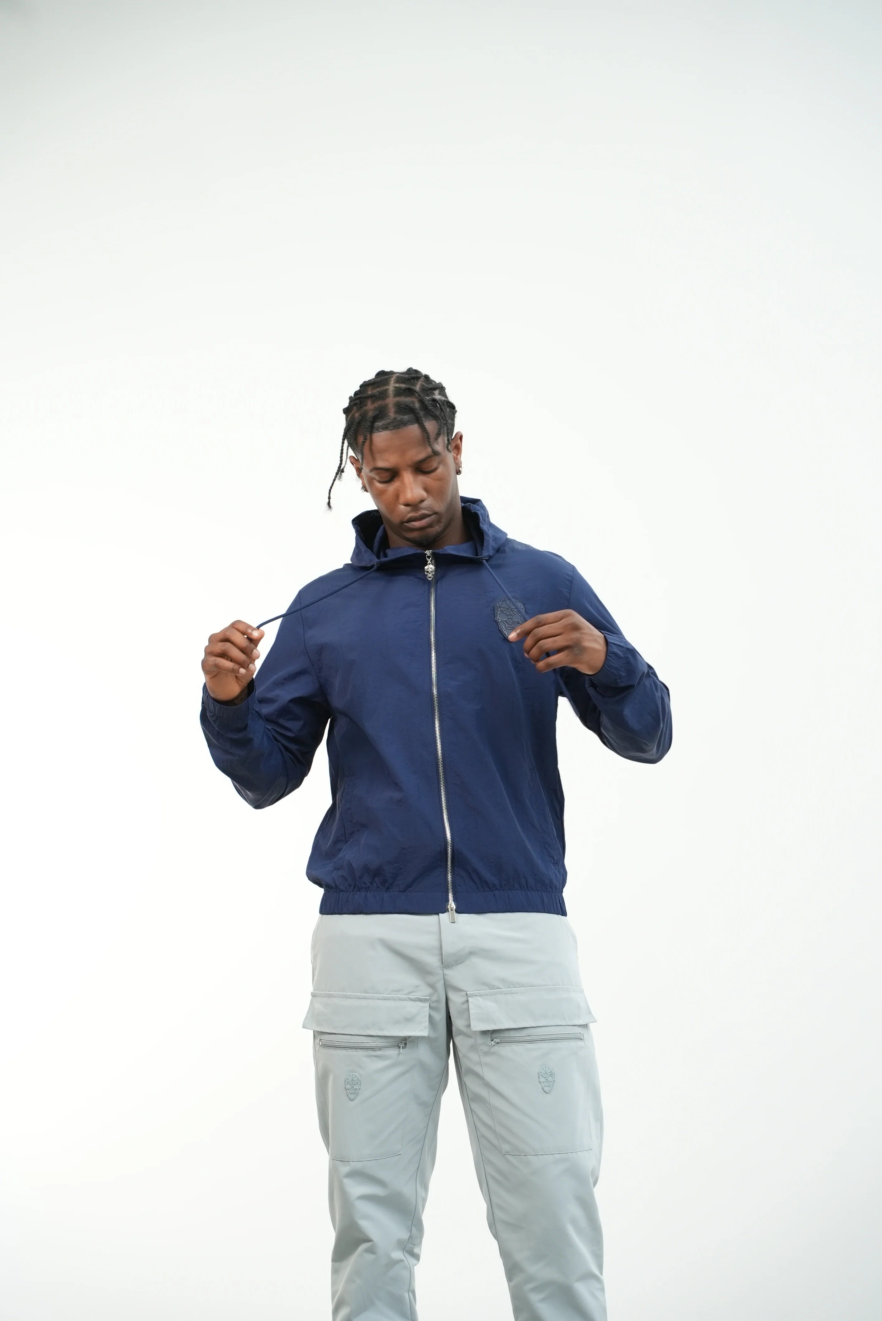 Men's Amico Double Skull Badge Cargos Grey - Image 5