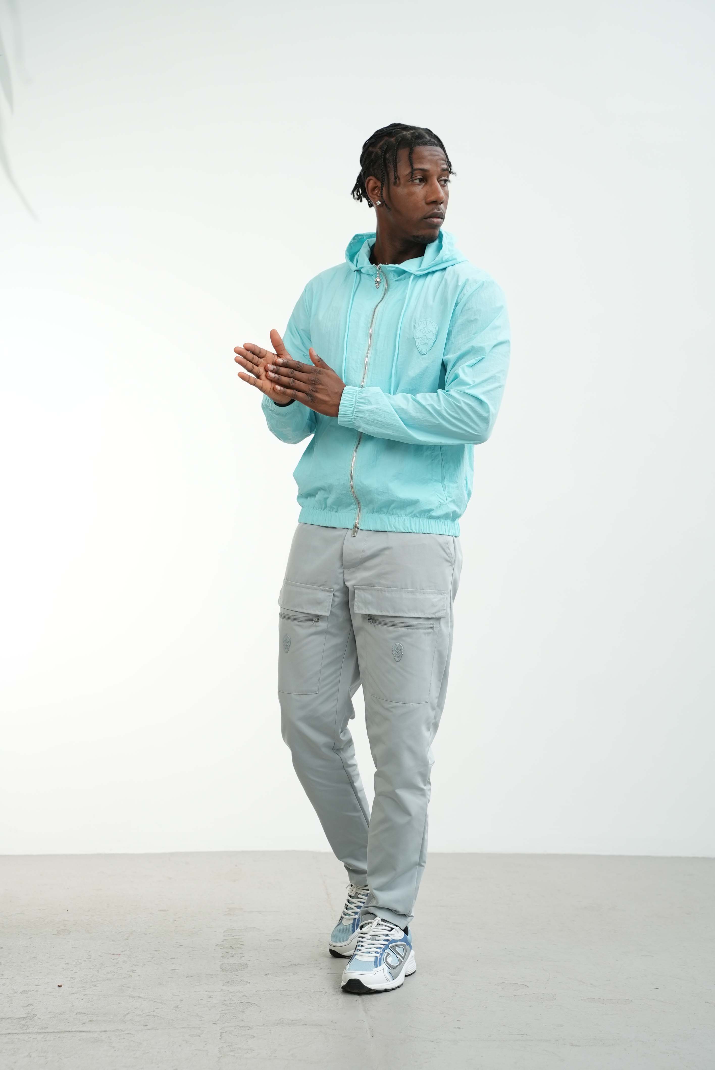 Men's Amico Double Skull Badge Cargos Grey - Image 9