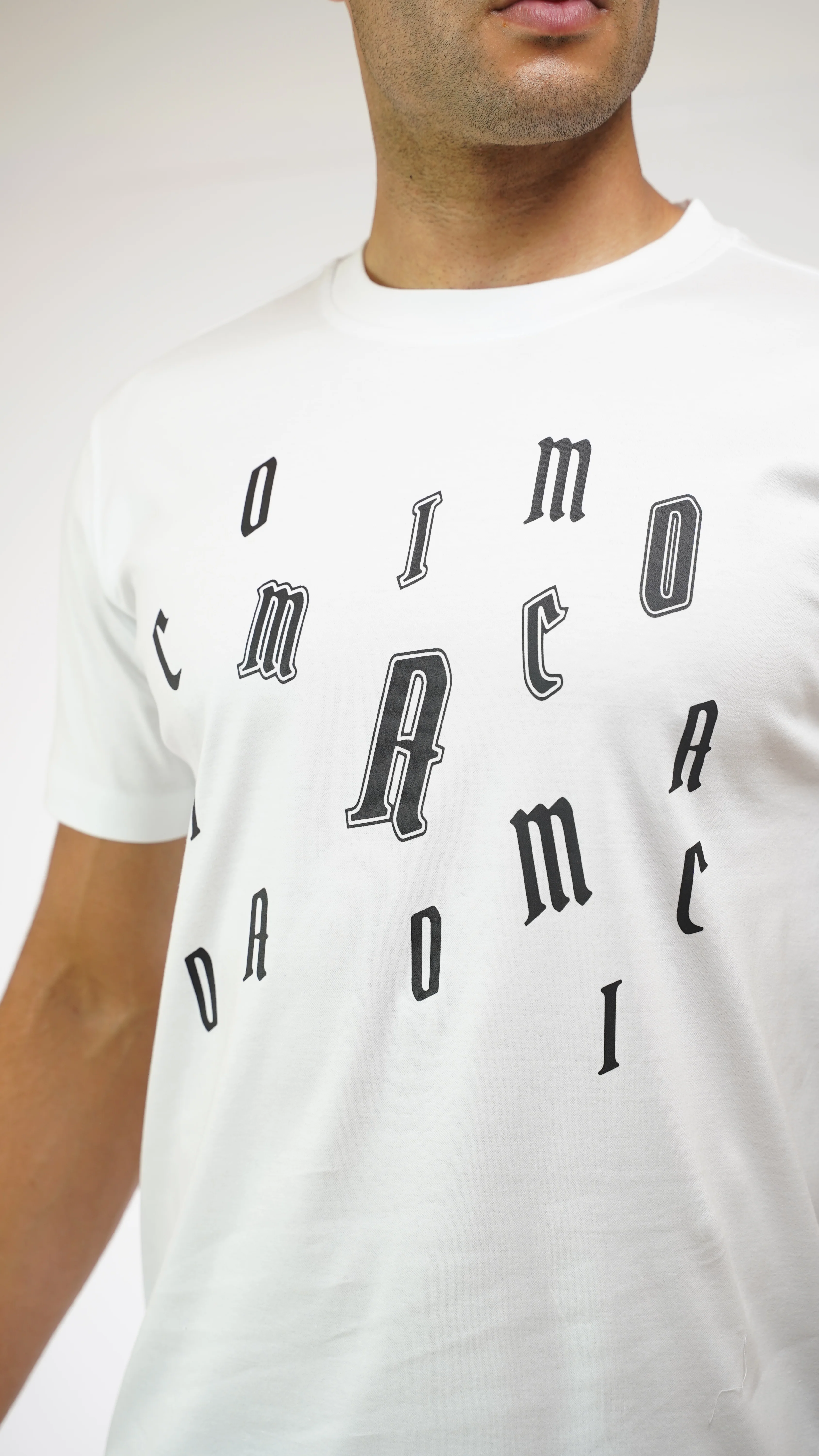 Men's Amico Letter White T-Shirt - Image 5