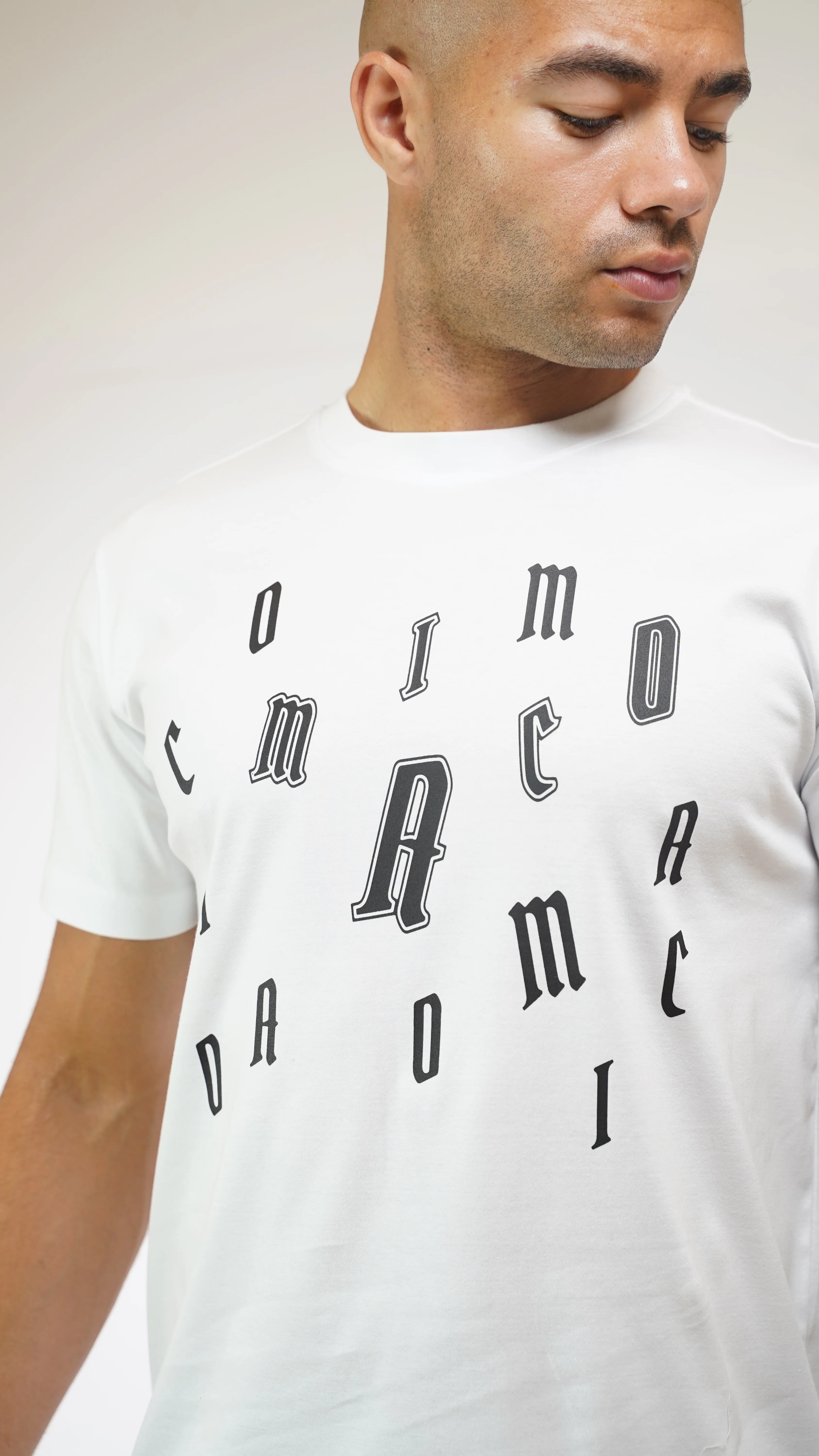 Men's Amico Letter White T-Shirt - Image 6