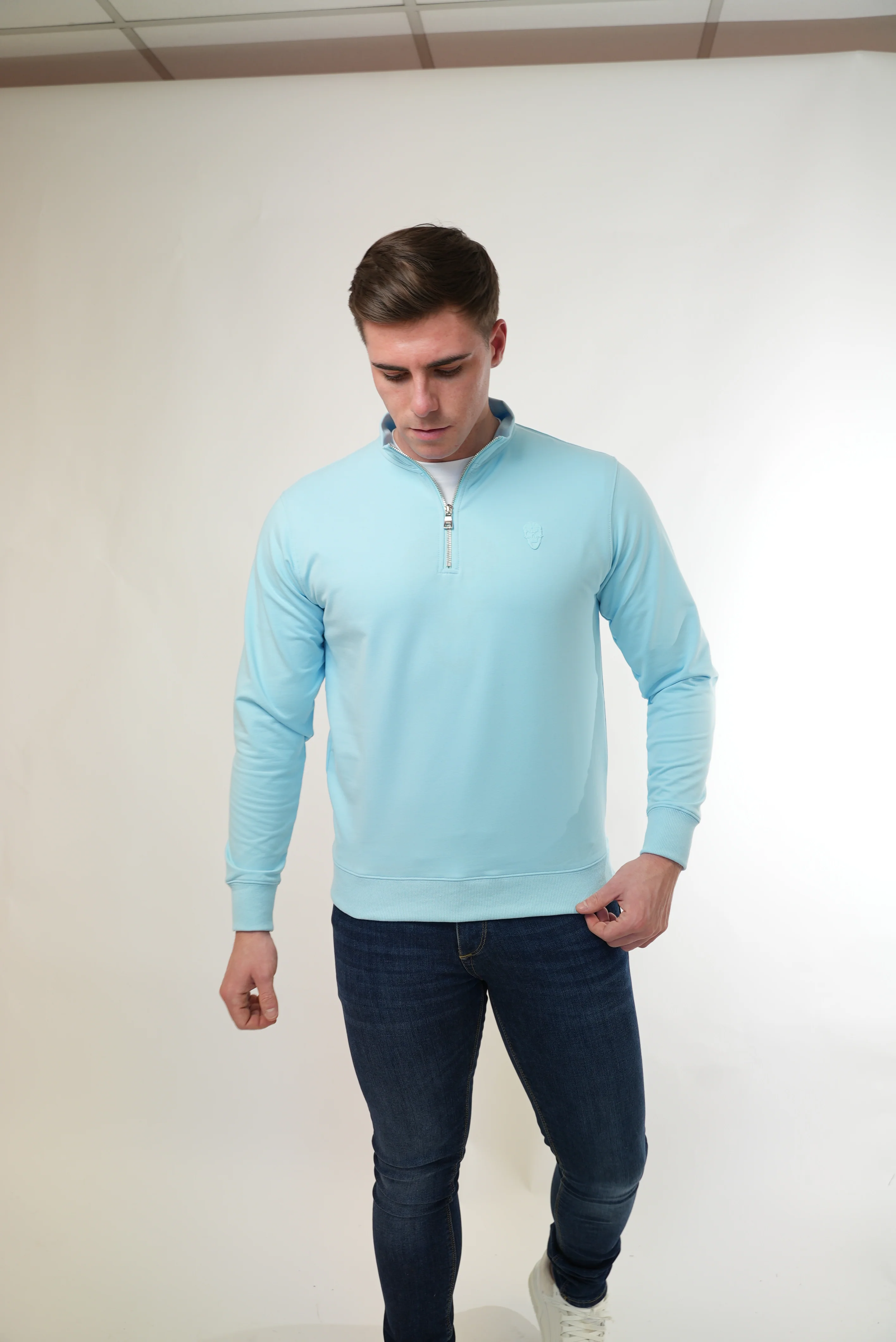 Men's Amico Baby Blue Half Zip - Image 4
