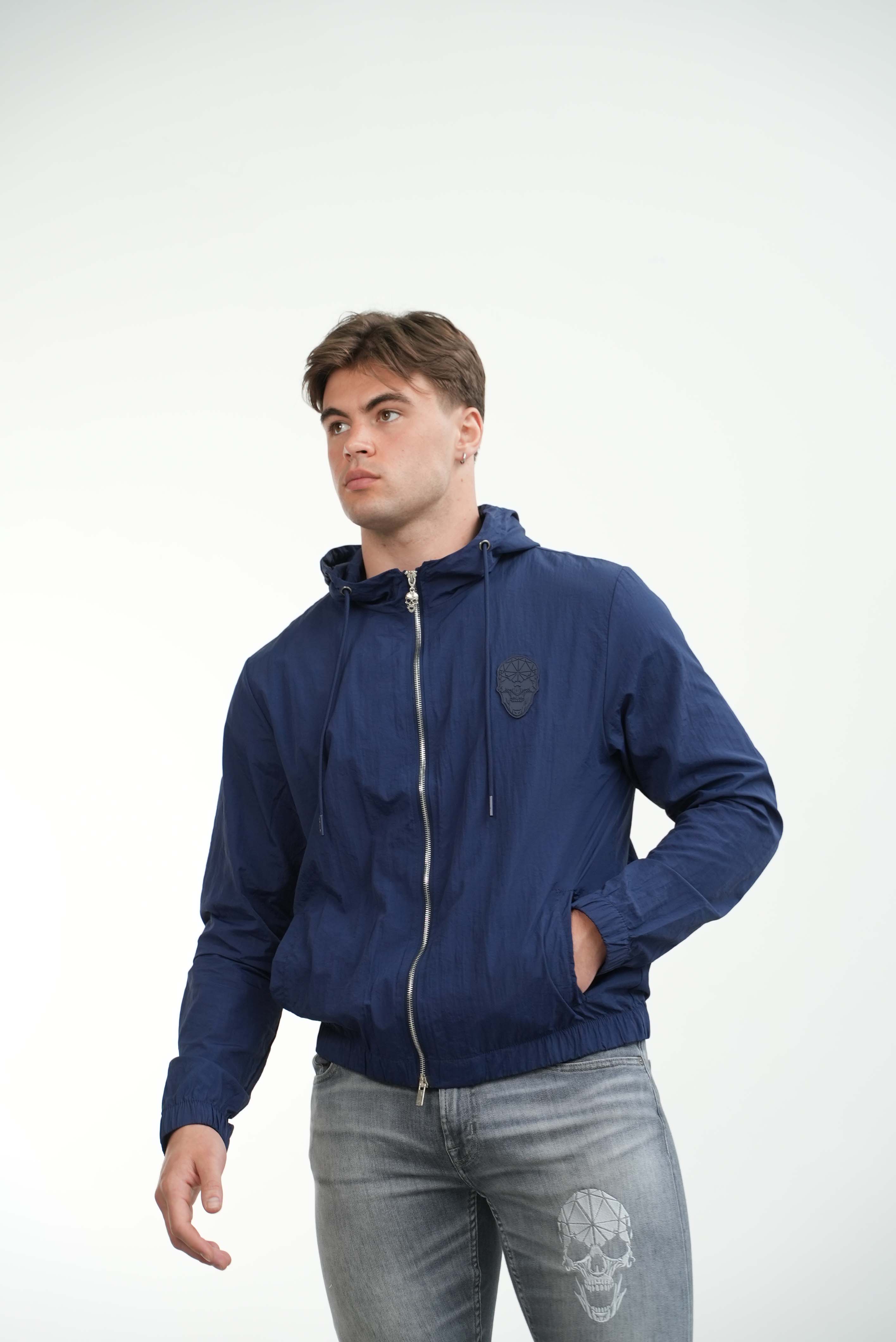 Men's Amico Skull Badge Windbreaker Navy - Image 5