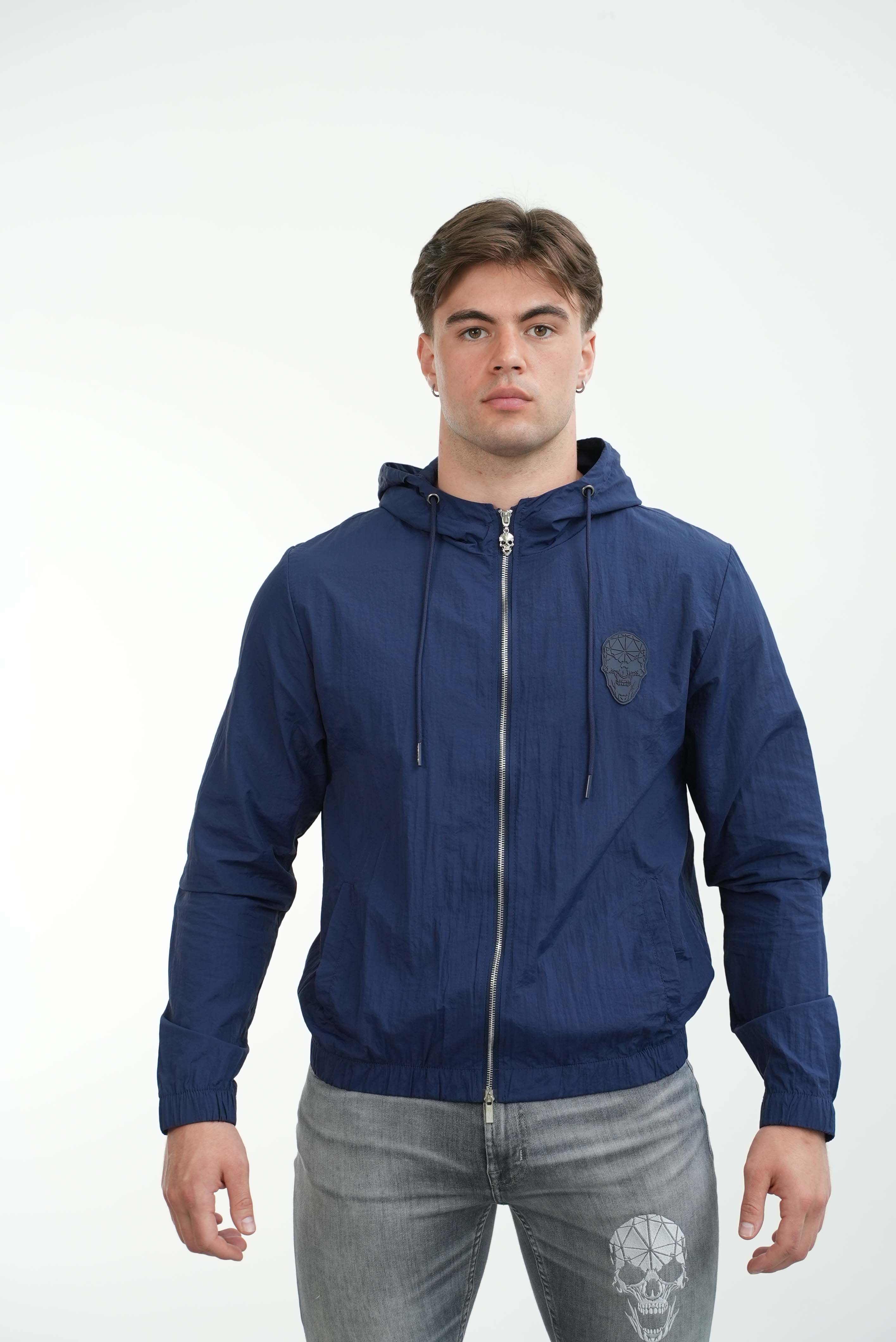 Men's Amico Skull Badge Windbreaker Navy - Image 6