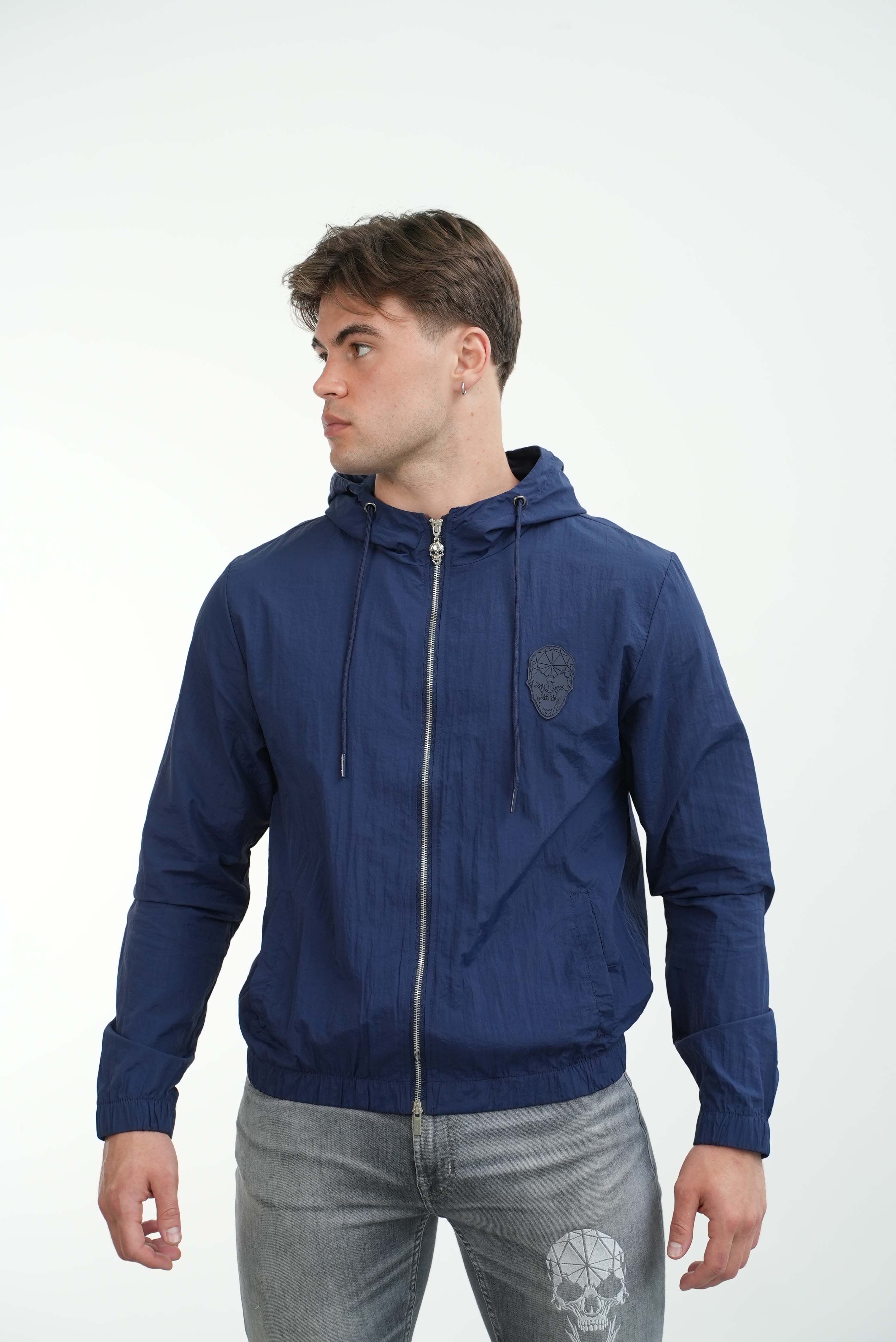 Men's Amico Skull Badge Windbreaker Navy - Image 7