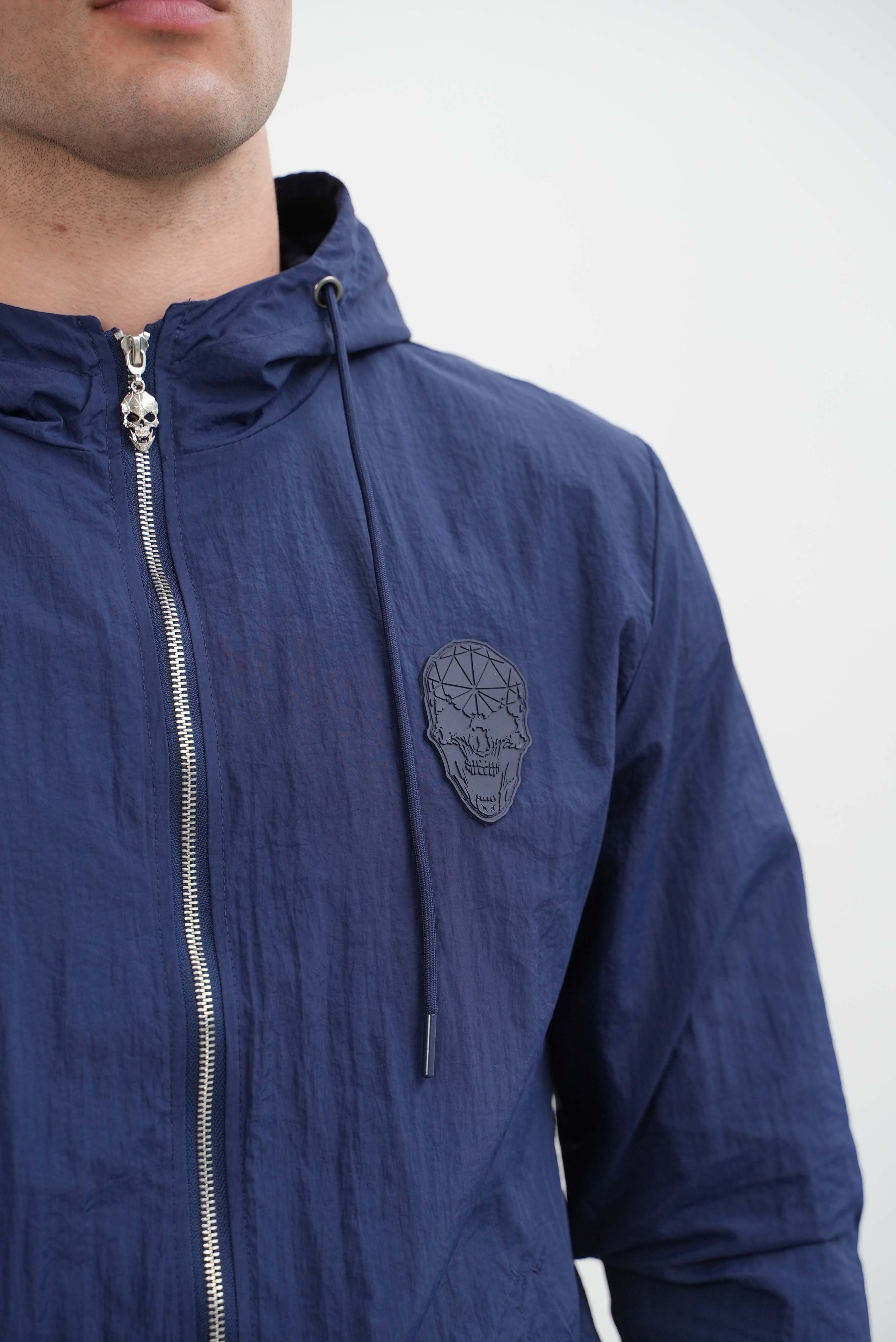 Men's Amico Skull Badge Windbreaker Navy - Image 8