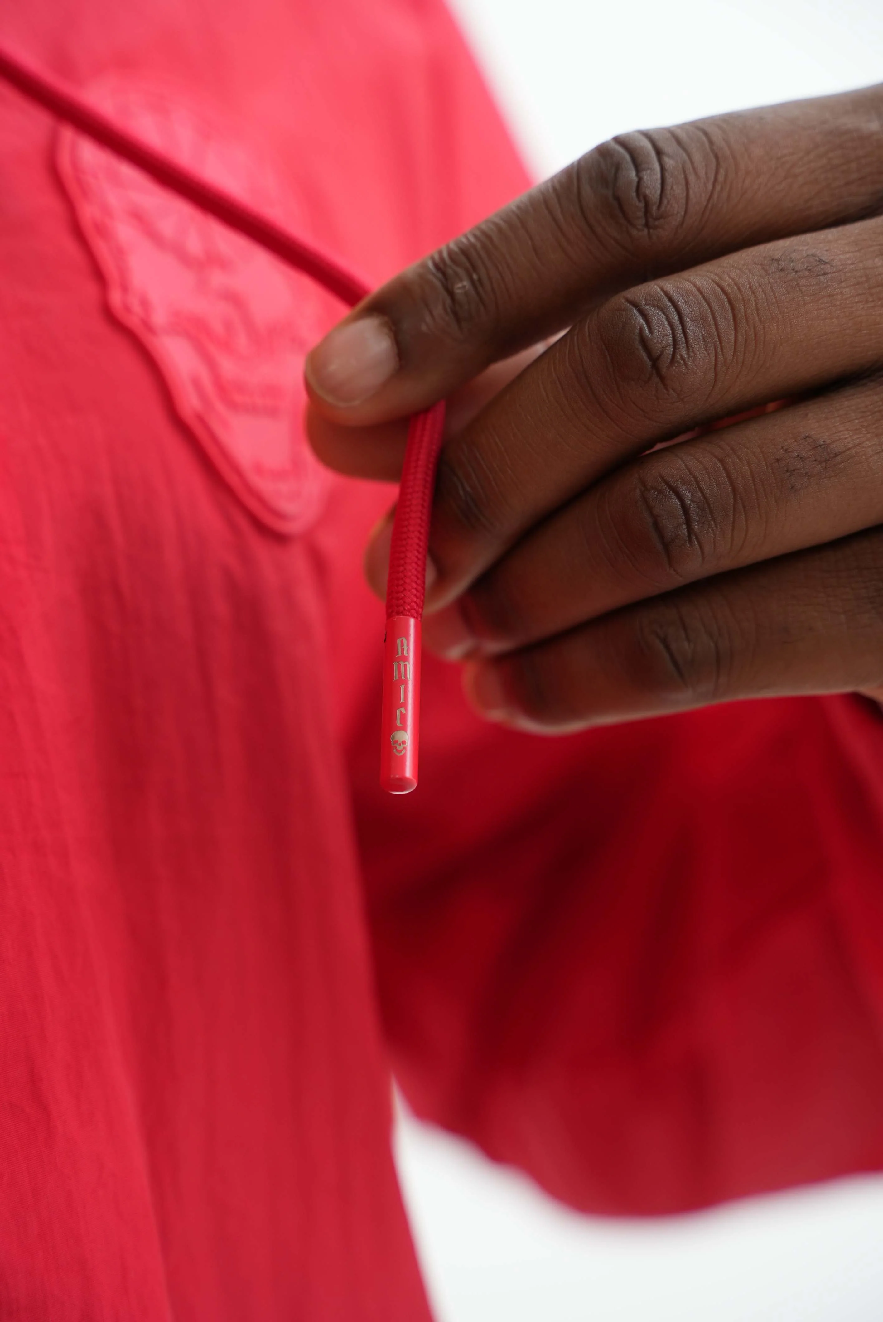 Men's Amico Skull Badge Windbreaker Red - Image 10