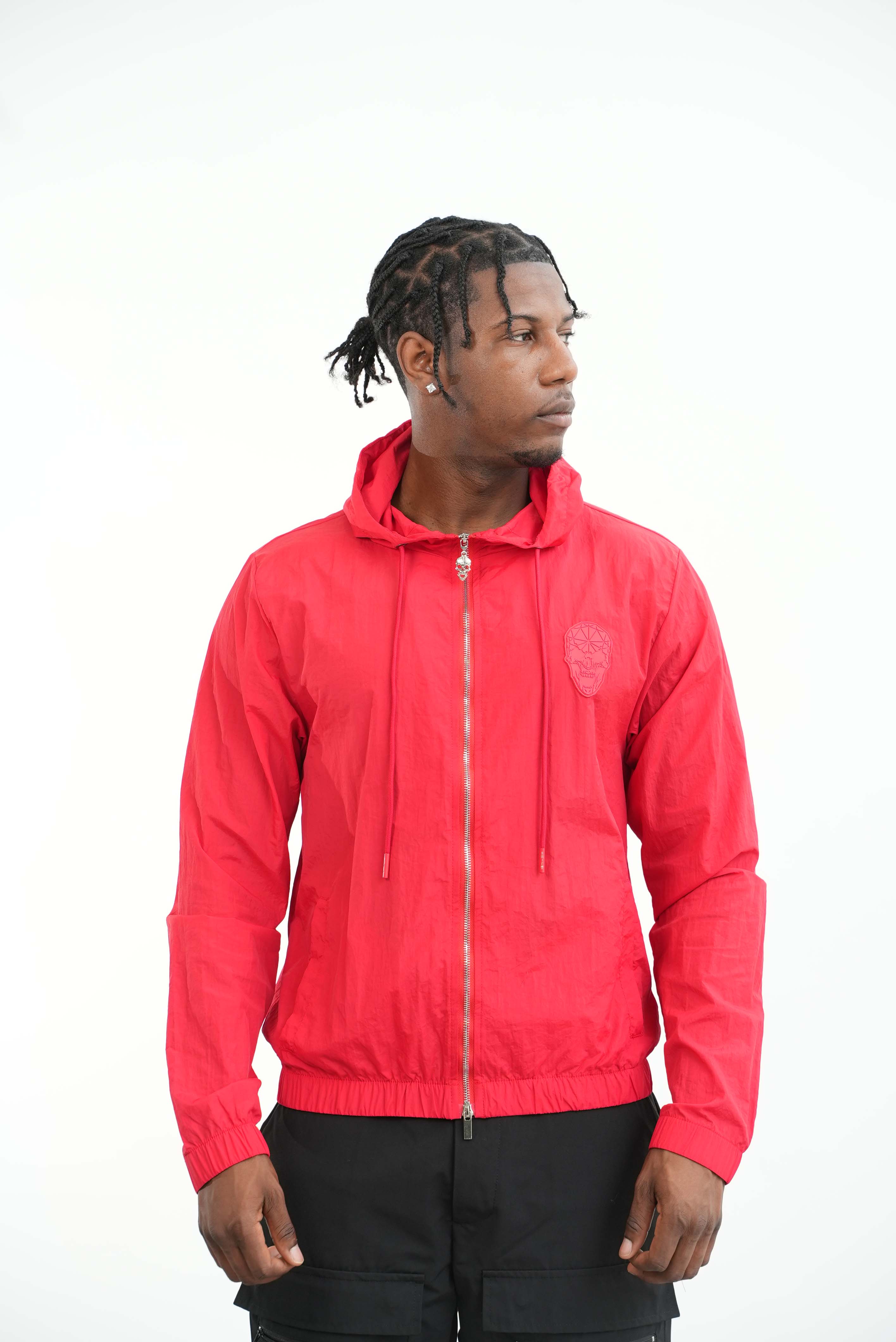 Men's Amico Skull Badge Windbreaker Red - Image 7