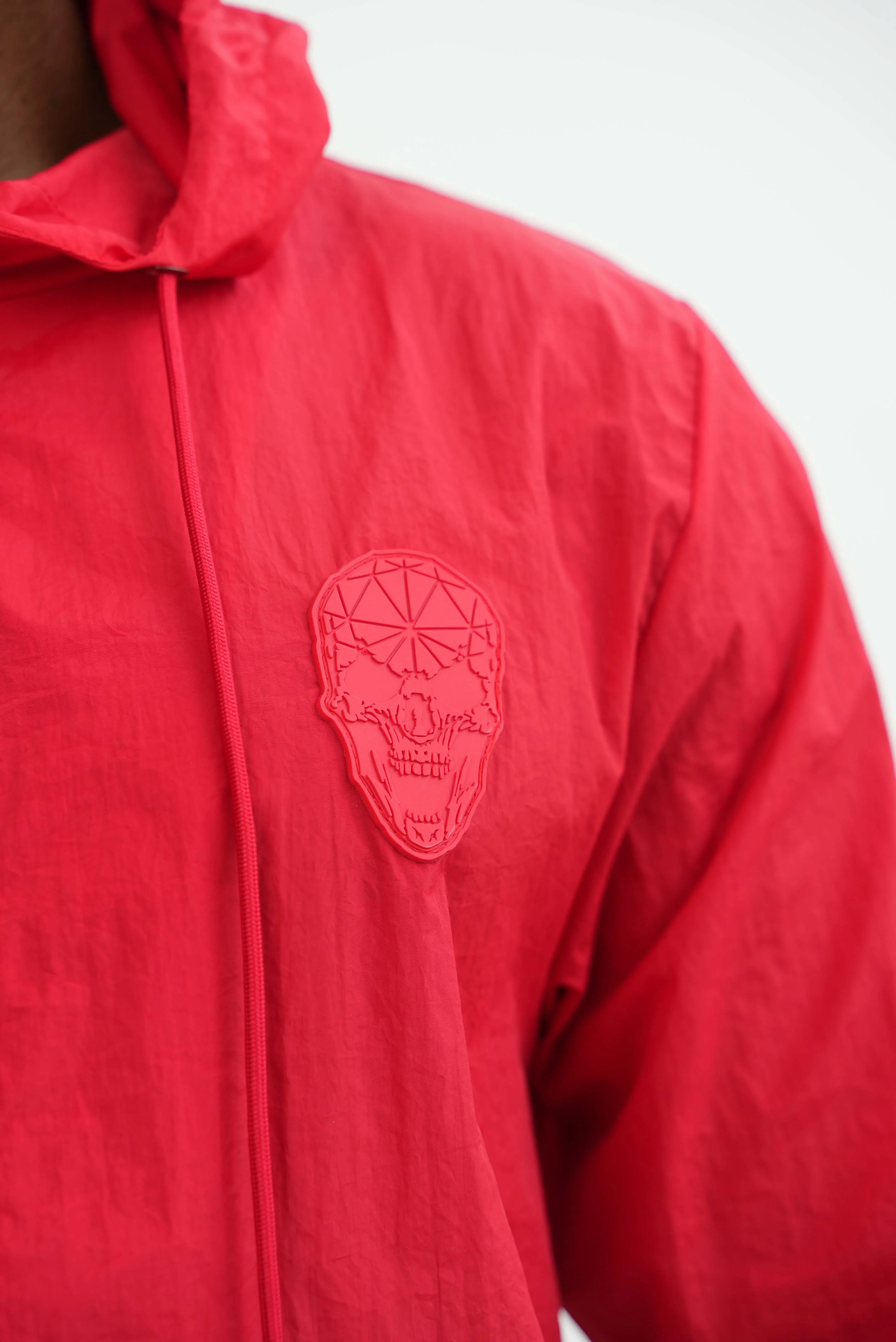Men's Amico Skull Badge Windbreaker Red - Image 8